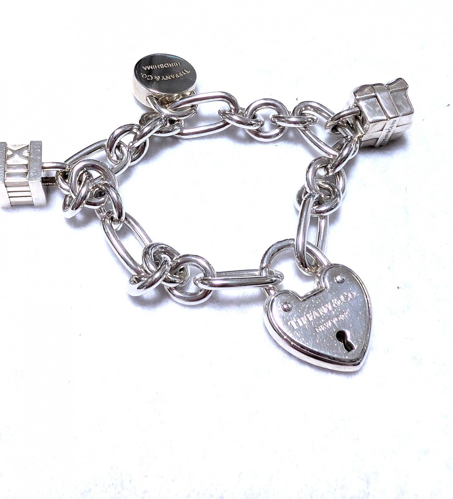 美品 TIFFANY & CO. ティファニー 4 カデナ パドロックハートロック ブレスレット シルバー 925 約16cm 62.5ｇ