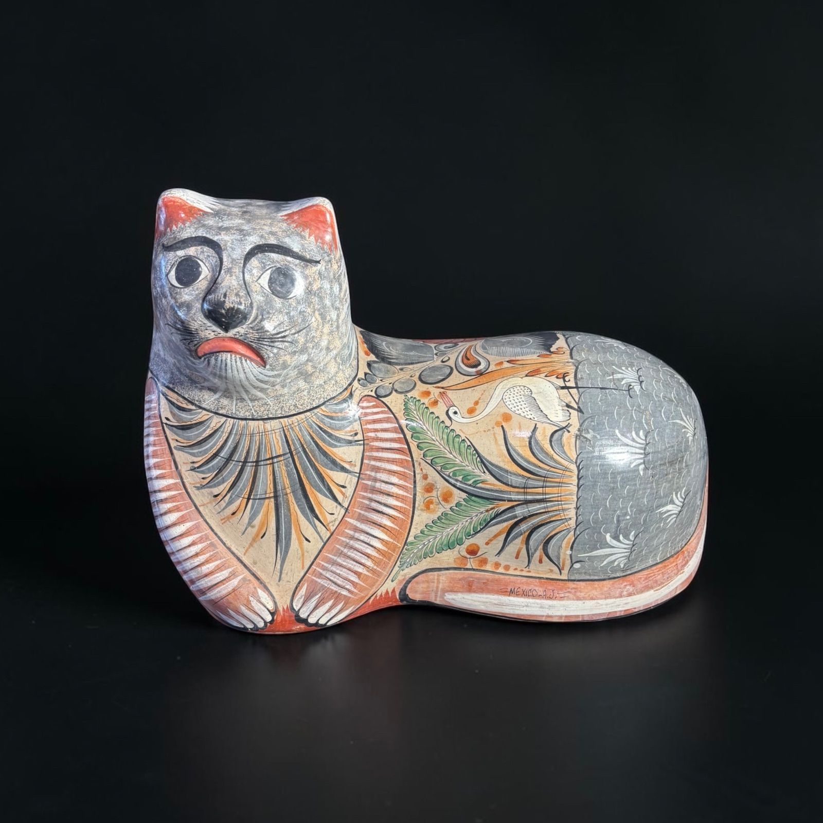 メキシコ トナラ焼 猫 置物 ネコ オブジェ インテリア 雑貨 民芸品 陶器製 ヴィンテージ アンティーク