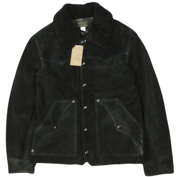 新品 RRL ダブルアールエル 26SS シアリングカラー スエードウエスタンジャケット MNRROTW12820163 M Vintage Black 革ジャン Double RL ムートン レザージャケット 定価508,200円 アウター g26622
