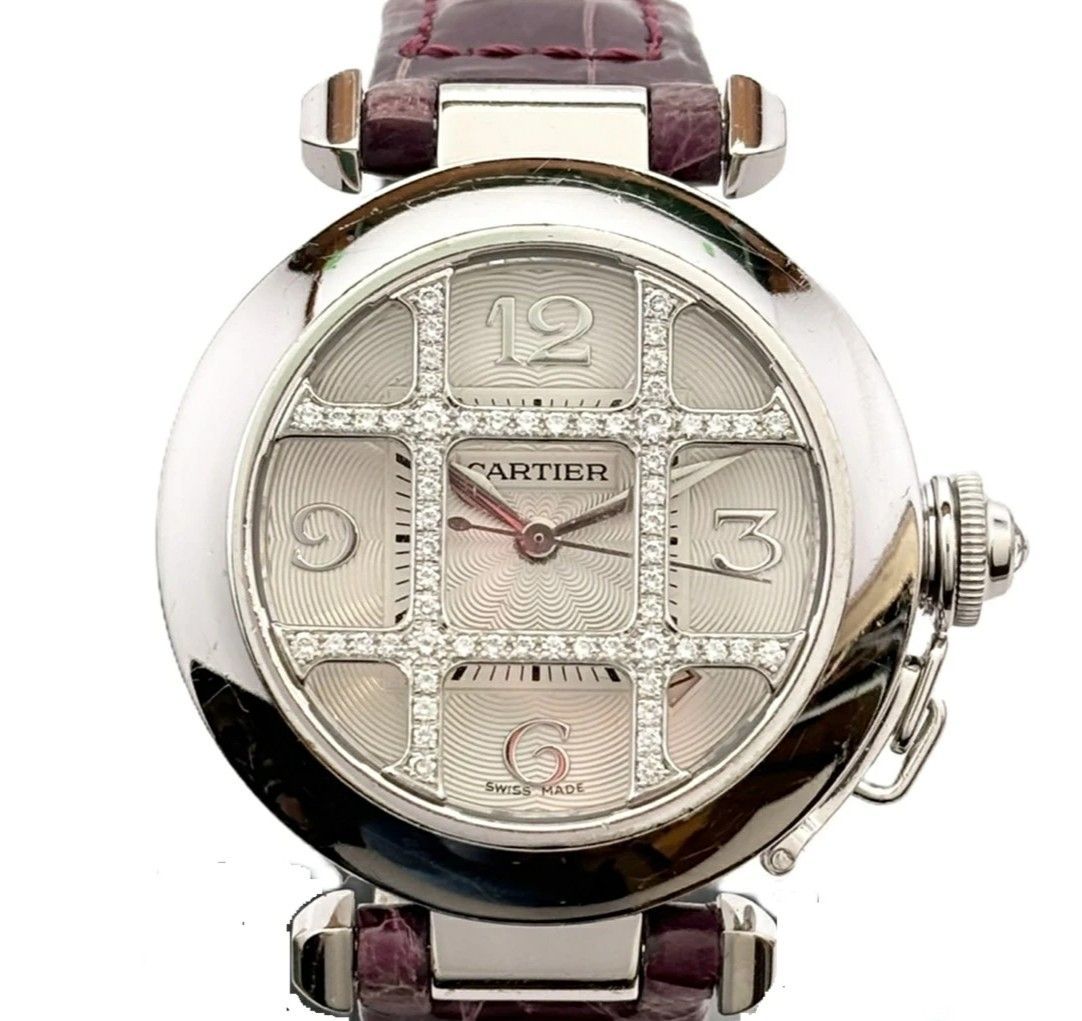 カルティエ　Cartier　パシャ　グリットダイヤ　32mm WG ホワイトゴールド　AT　自動巻き　専用箱　レディース　腕時計