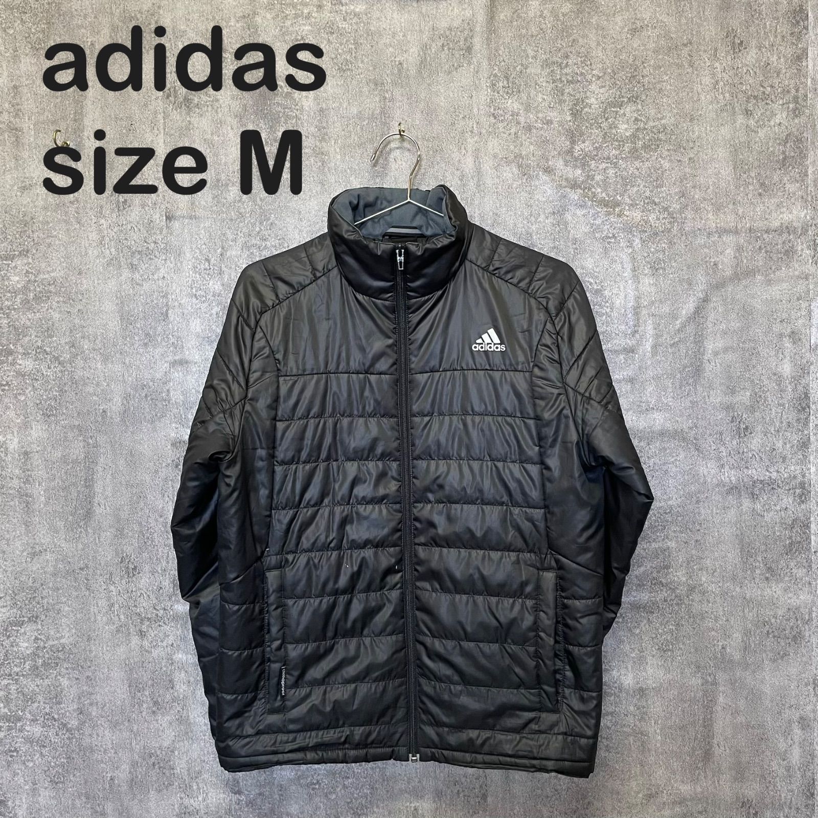 T-1282】adidas アディダス 中綿ジャケット 黒 ブラック パファー 
