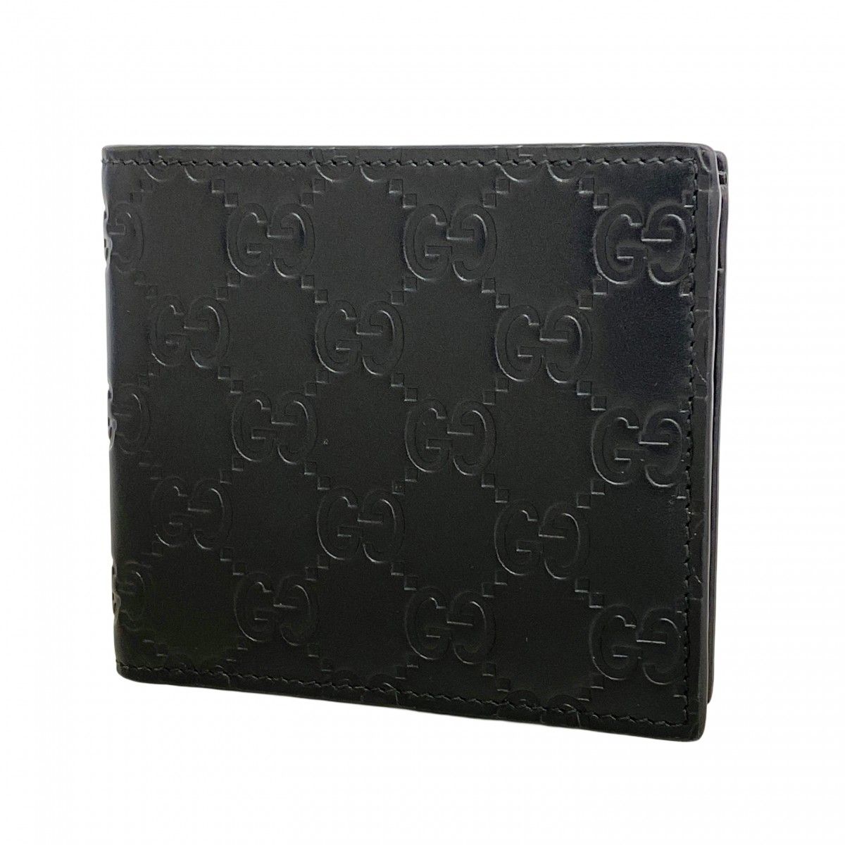 【6ec1830-k】グッチ 財布 グッチシマ 779841 レザー ブラック シルバー金具【中古】メンズ