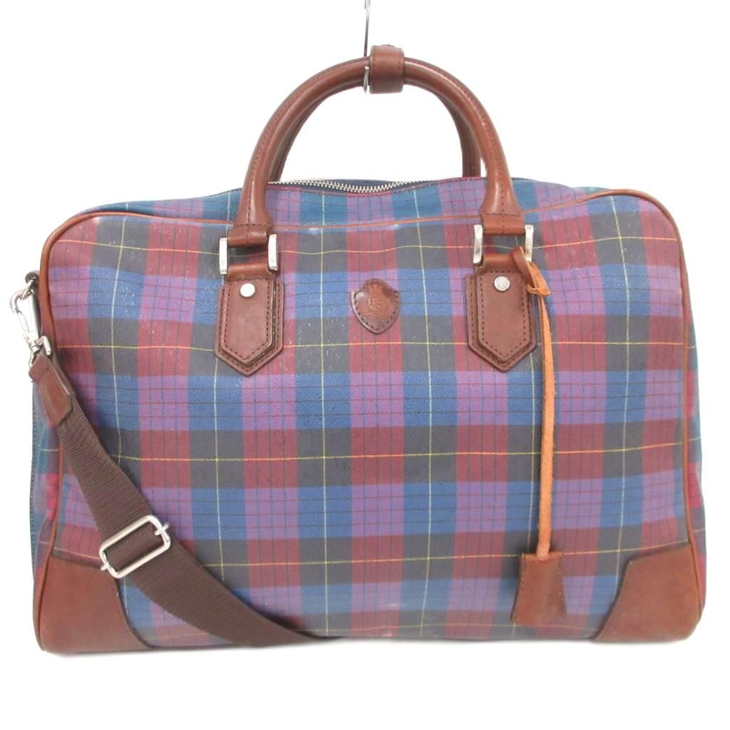 フェリージ Felisi 2WAY ブリーフケース 書類かばん ビジネスバッグ ショルダー 青 ブルー 茶 ブラウン チェック柄 /NU ■GY99
