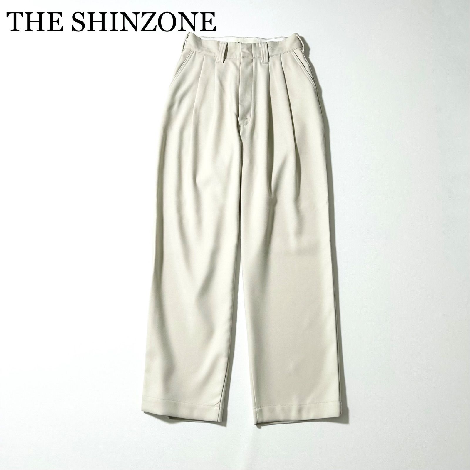 3554y美品 シンゾーン トムボーイパンツ エクリュ 34 タック 日本製
