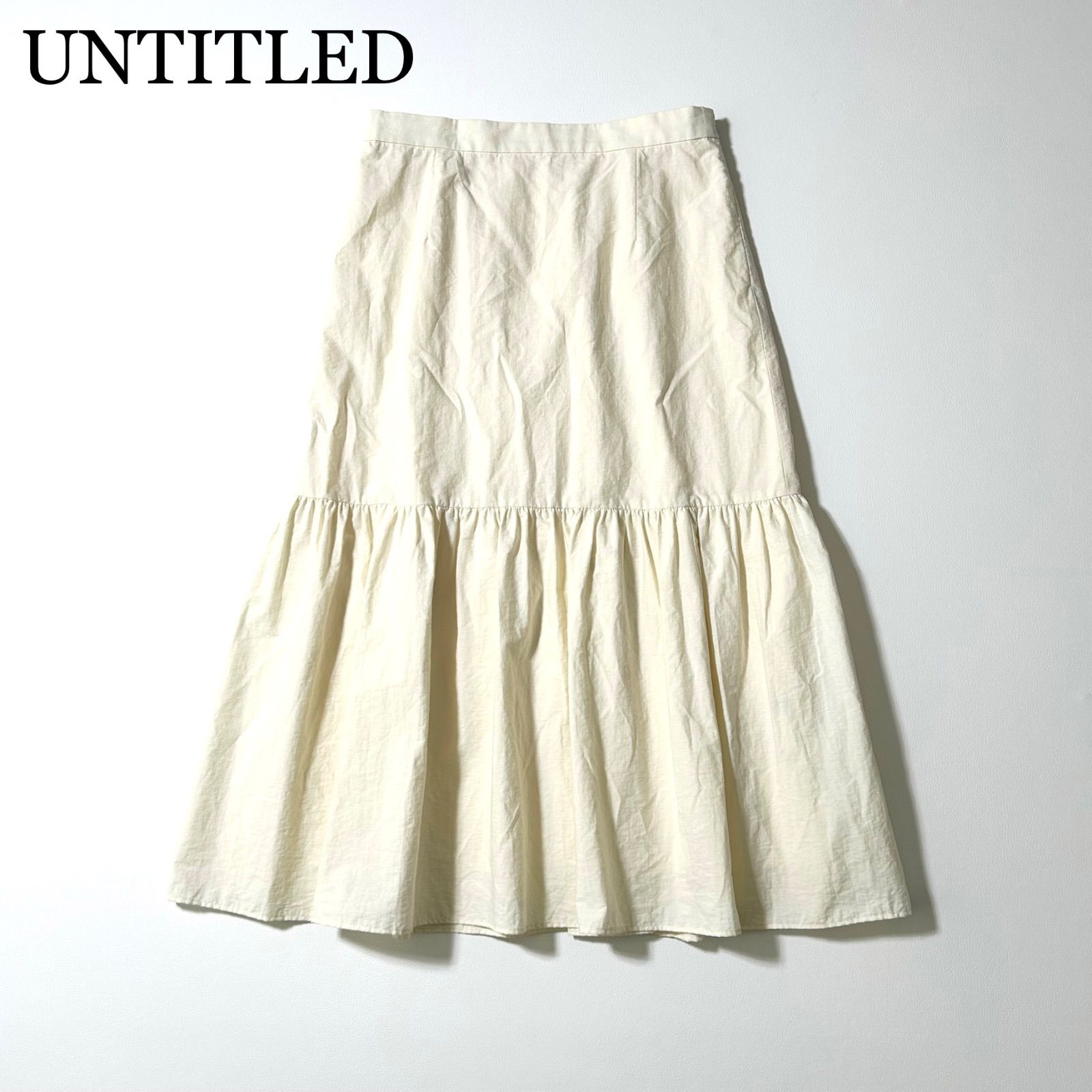 3546y美品 アンタイトル ティアードロングスカート アイボリー 大きいサイズ XL　日本製
