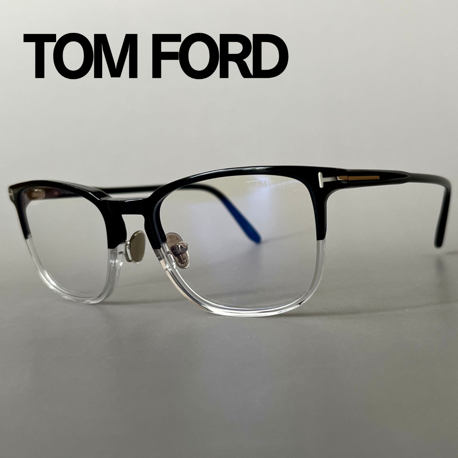 トムフォード メガネ TOM FORD ウェリントン 眼鏡 ブラック クリア ツートン 伊達メガネ 新品 PCメガネ スタイリッシュ 黒 透明 クリングス 27,170円