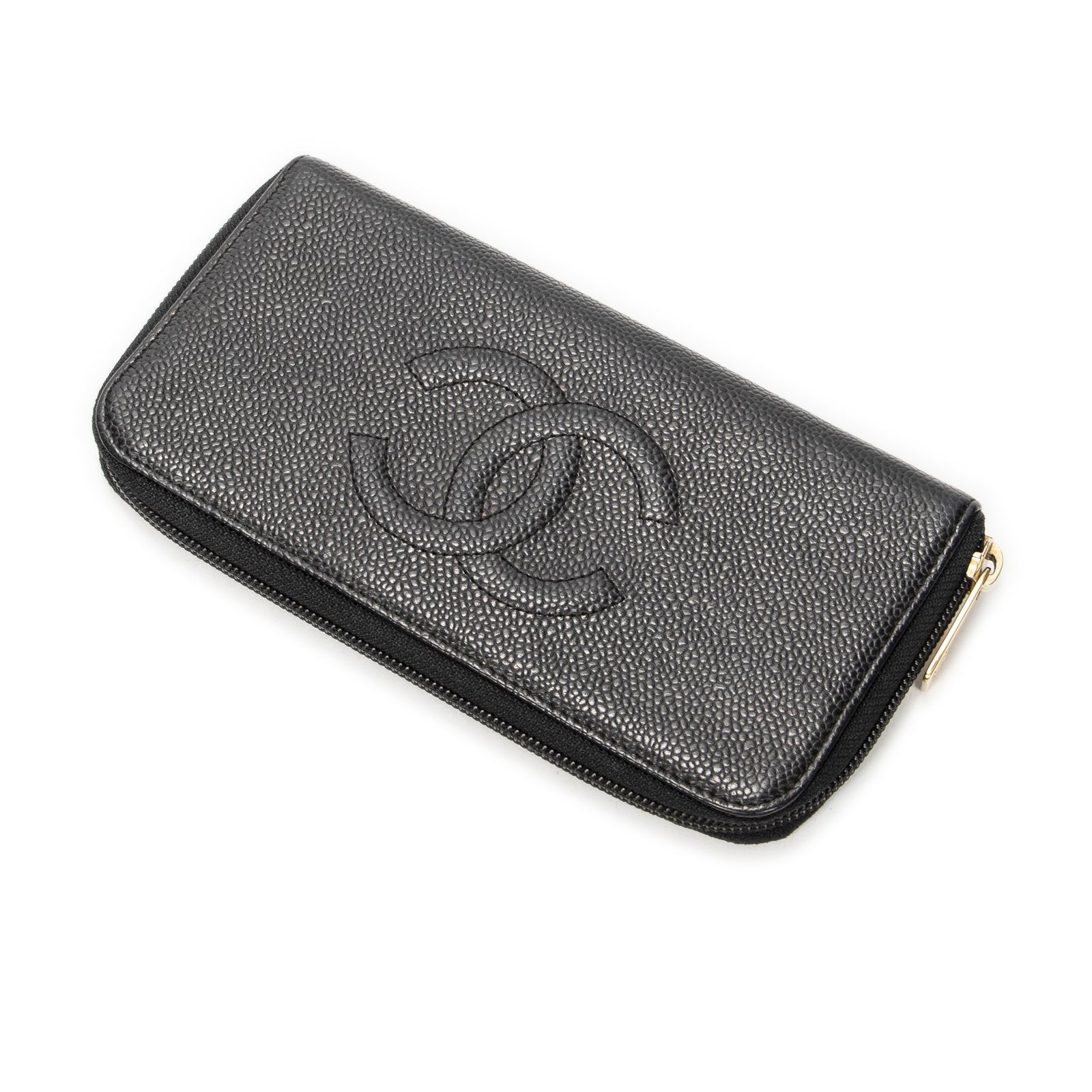 [中古] CHANEL シャネルタイムレスジップアラウンドウォレット黒キャビアレザーA