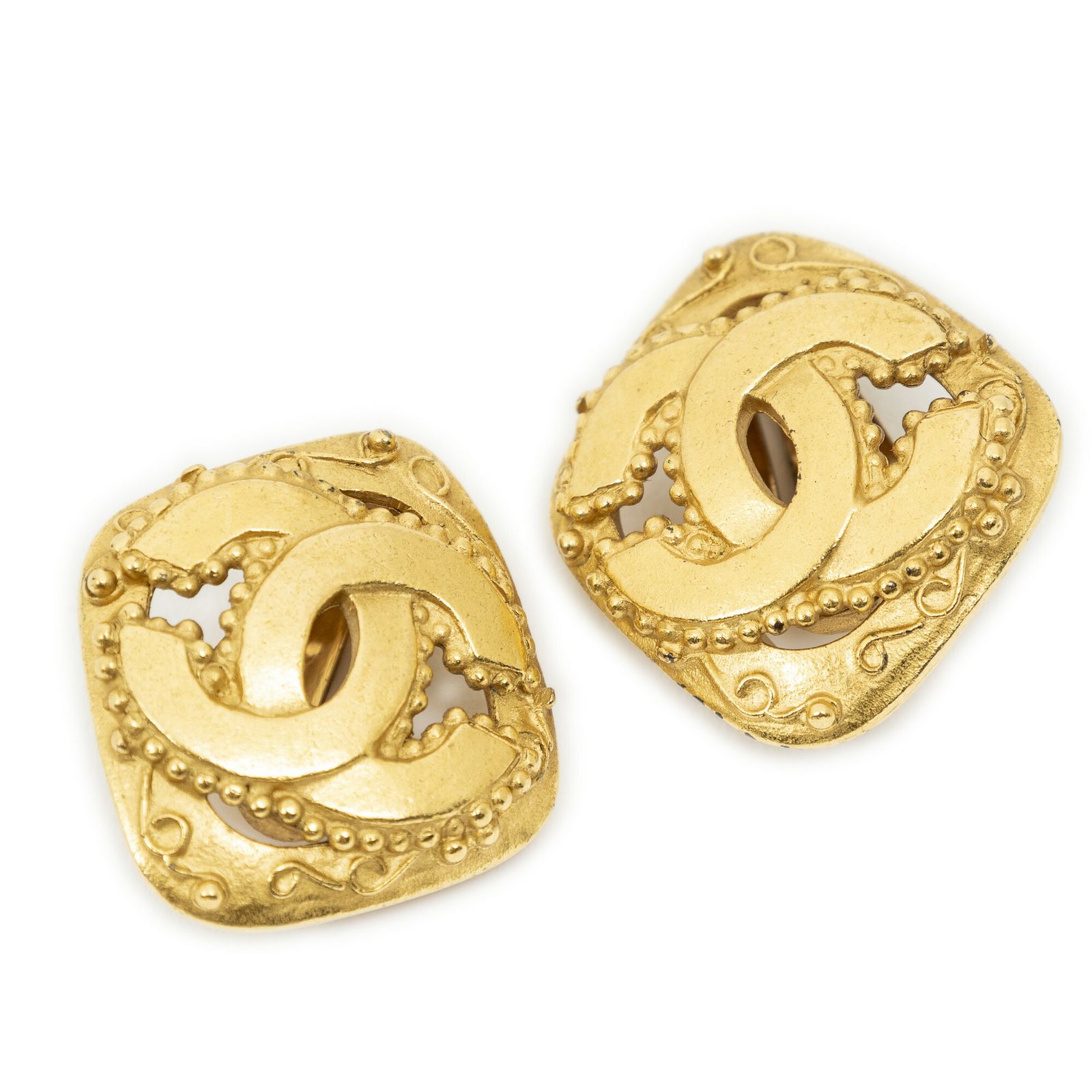 [中古] CHANEL シャネルCCダイヤモンドクリップオンイヤリング金金メッキA