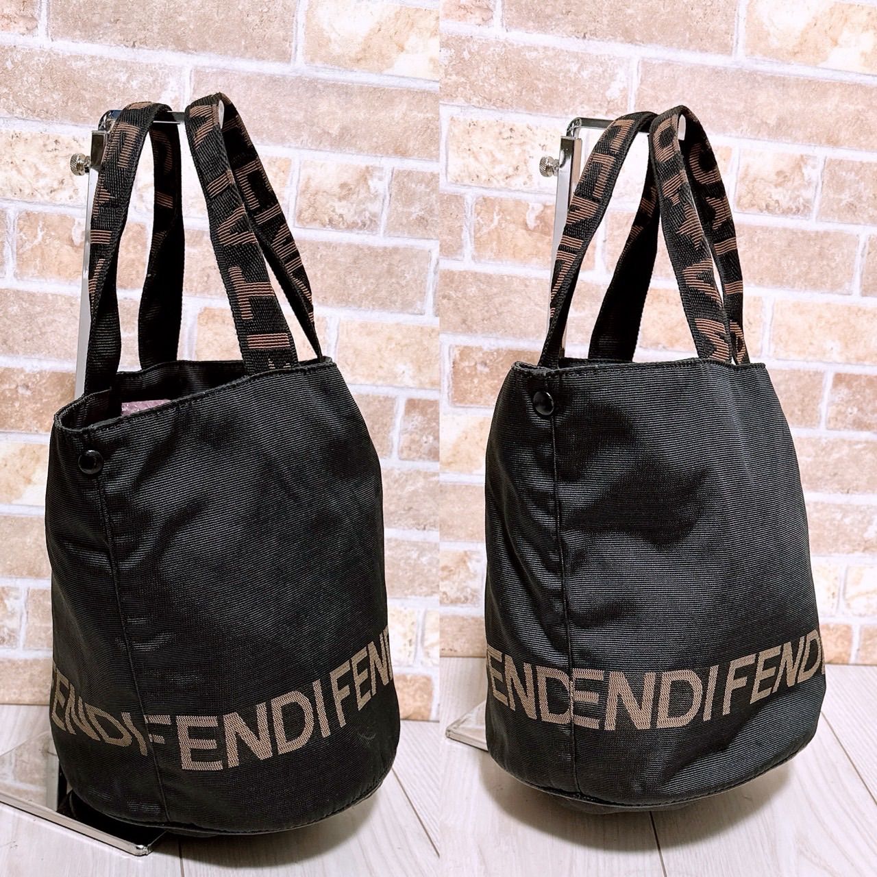 美品) FENDI(フェンディ)トートバッグ ナイロン ロゴライン - メルカリ