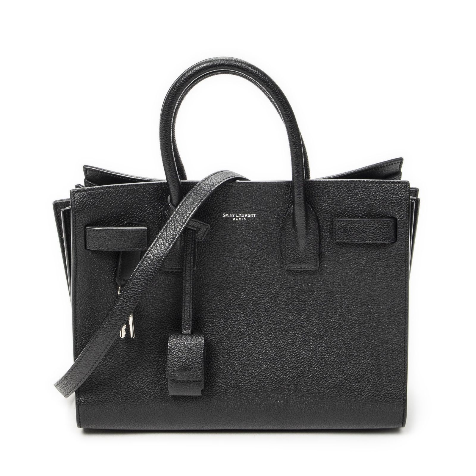 [中古] YVES SAINT LAURENT イヴサンローランベビー サック・ド・ジュール黒グレインカーフスキンレザーA