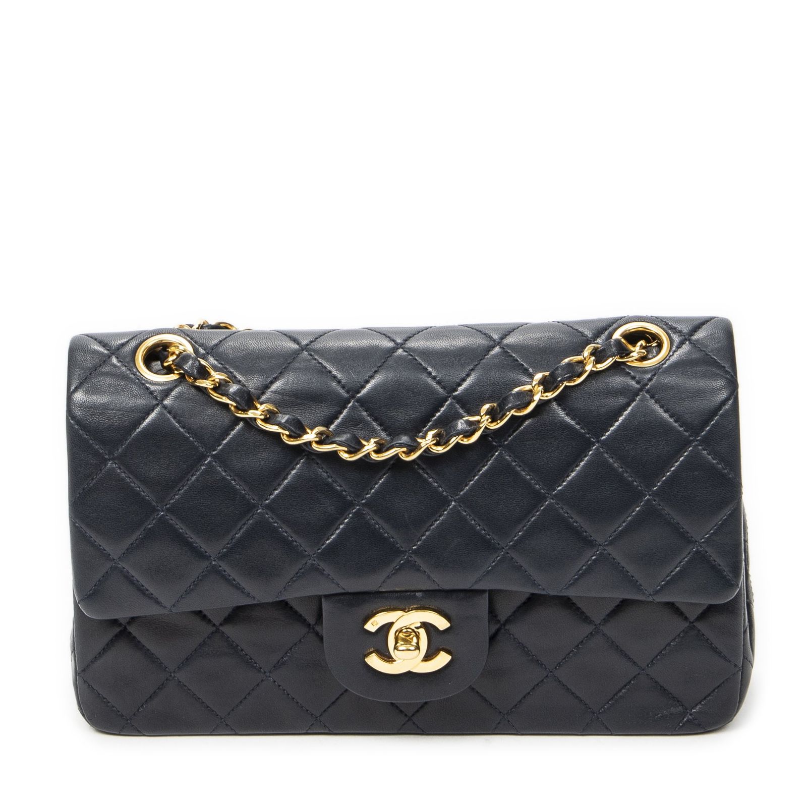 [中古] CHANEL シャネルマトラッセ WフラップネイビーマトラッセラムスキンレザーA