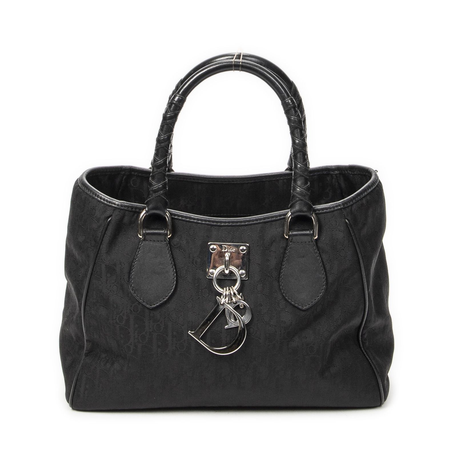 [中古] DIOR ディオールラブリートロッタートート黒トロッター柄 ナイロンキャンバスA