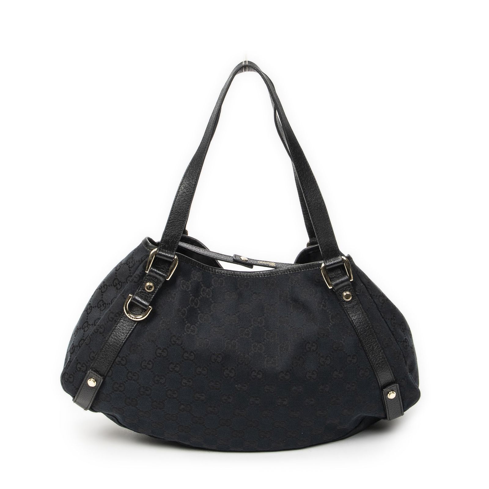 [中古] GUCCI グッチアビー ホーボー ダイアゴナル黒GGキャンバスA