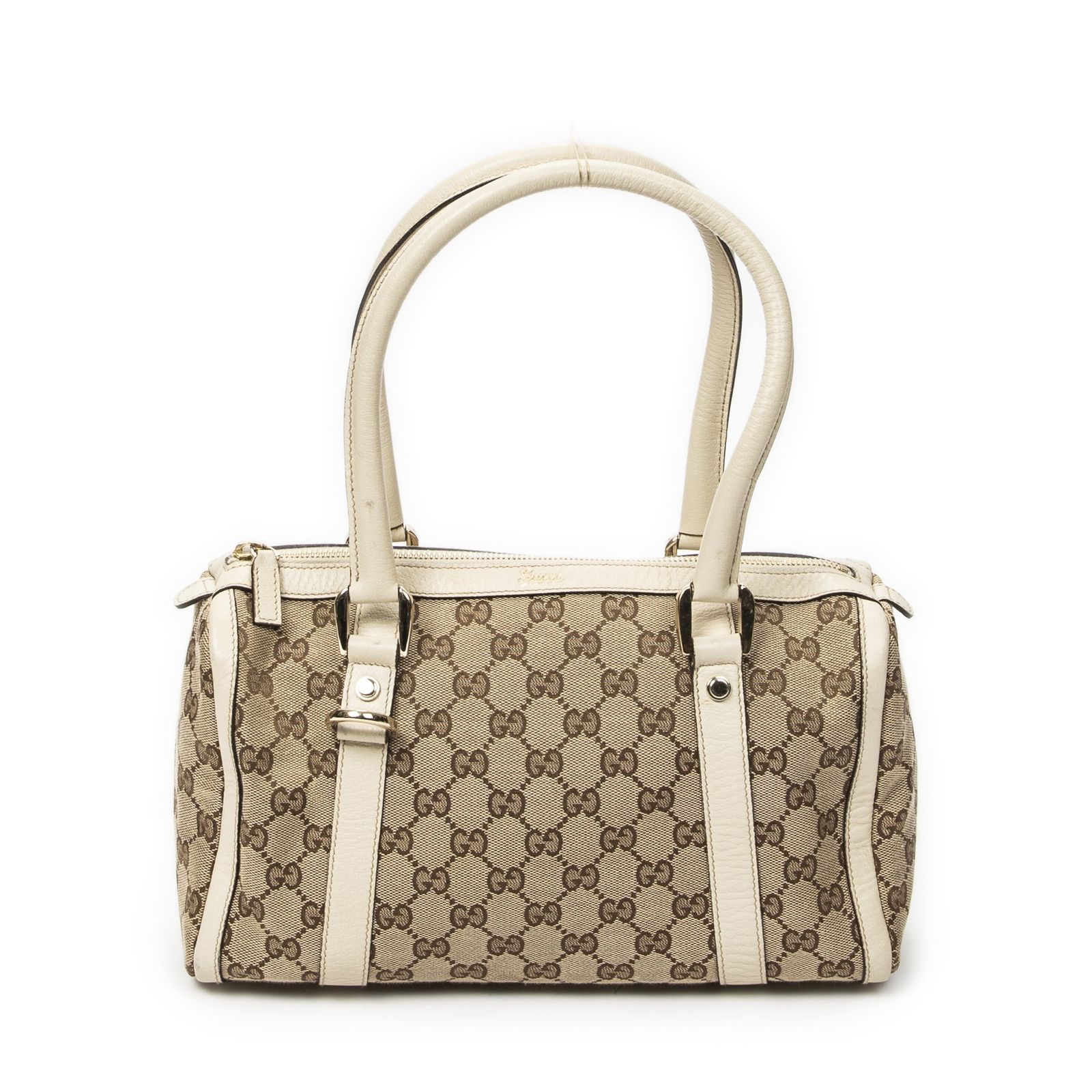 [中古] GUCCI グッチアビーボストンベージュ/アイボリーGGキャンバスA