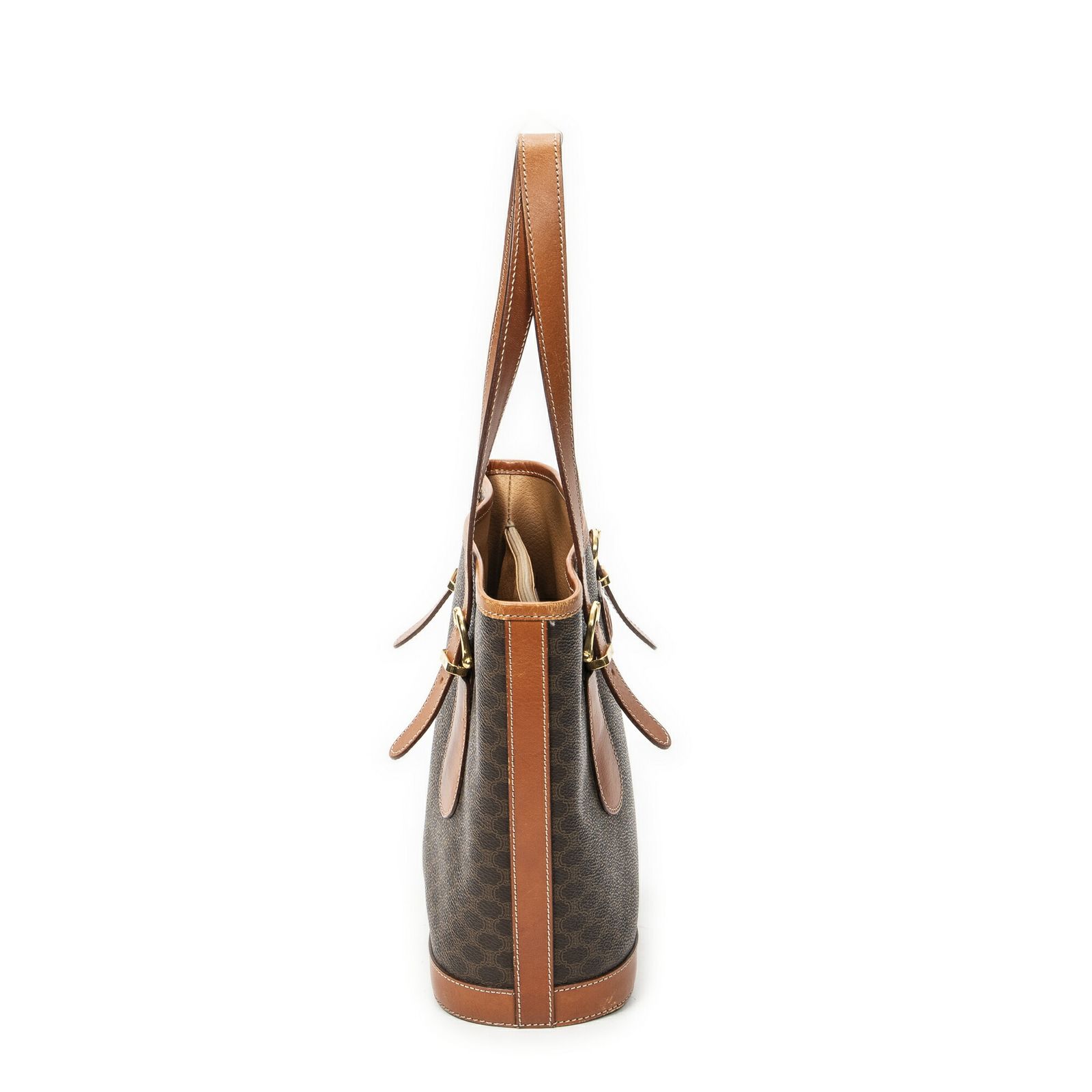 [中古] CELINE セリーヌスモールポップトート茶色マカダムPVCキャンバスA