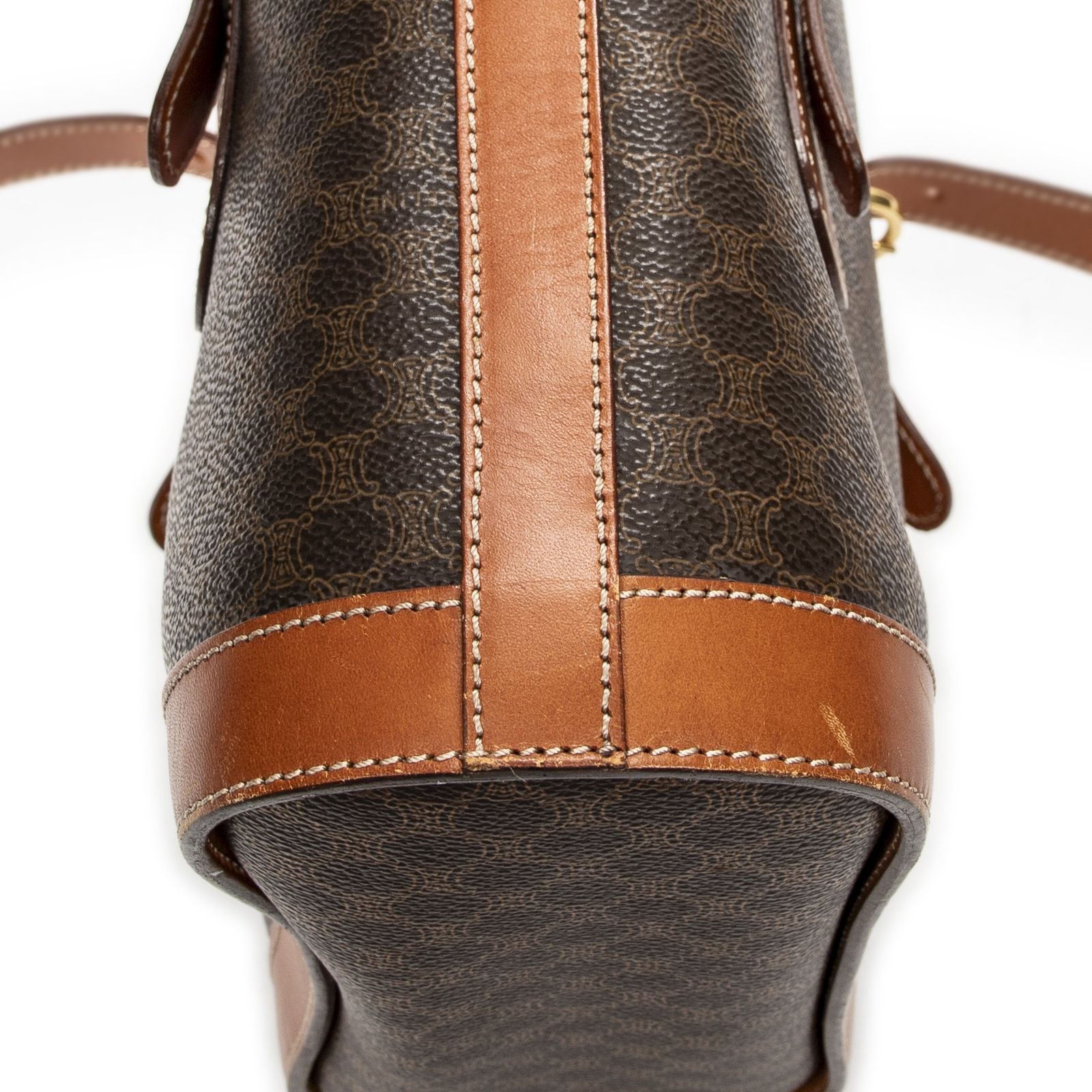 [中古] CELINE セリーヌスモールポップトート茶色マカダムPVCキャンバスA
