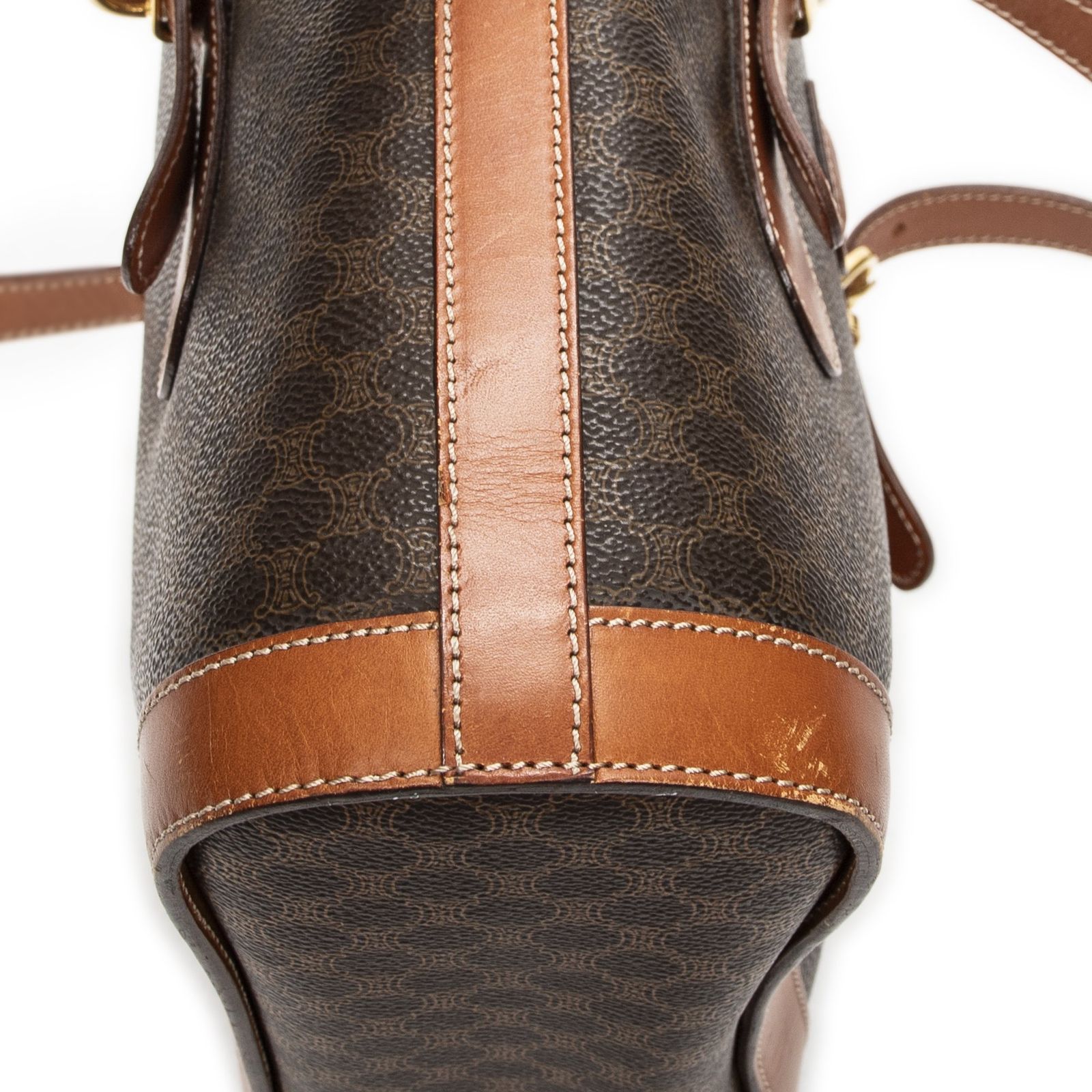 [中古] CELINE セリーヌスモールポップトート茶色マカダムPVCキャンバスA
