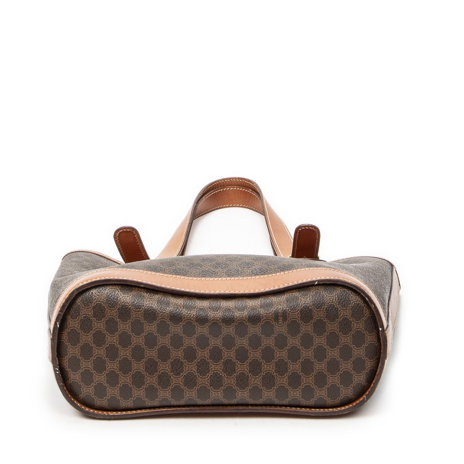 [中古] CELINE セリーヌスモールポップトート茶色マカダムPVCキャンバスA