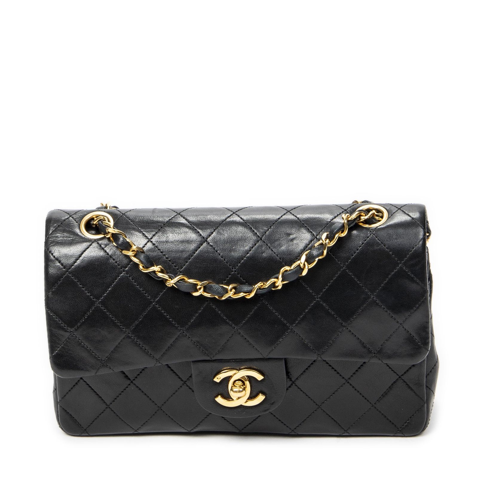 [中古] CHANEL シャネルマトラッセ Wフラップ黒マトラッセラムスキンレザーAB
