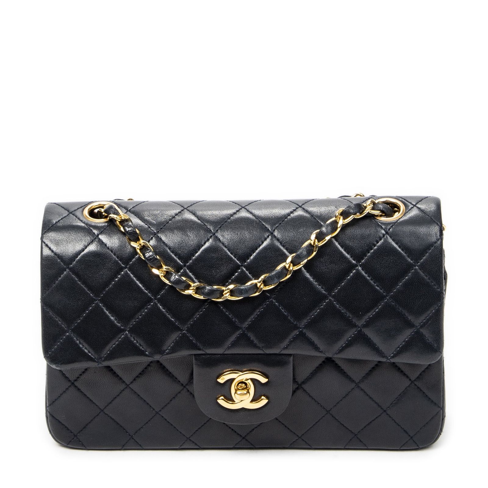 [中古] CHANEL シャネルマトラッセ WフラップネイビーマトラッセラムスキンレザーA