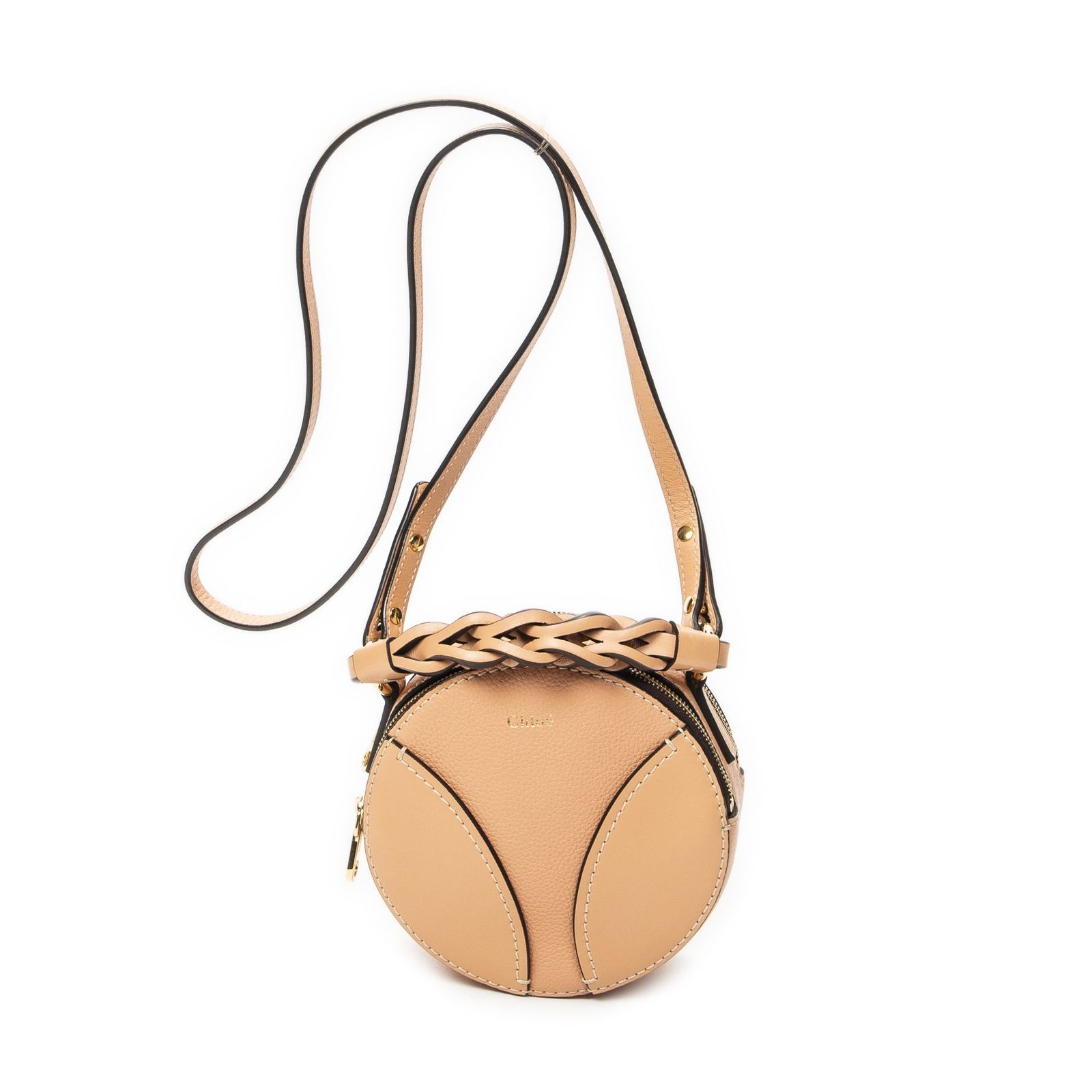 [中古] CHLOE クロエミニ ラウンド Daria桃色グレインカーフスキンレザーA
