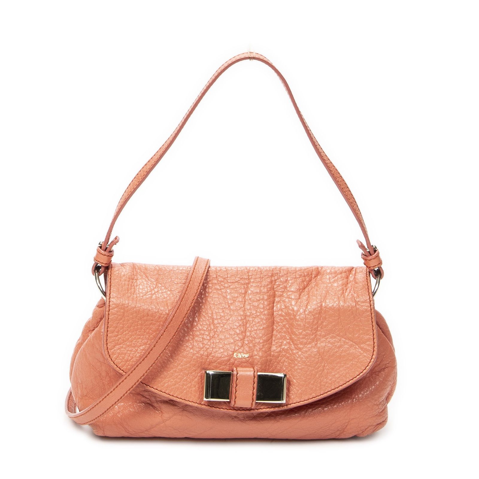 [中古] CHLOE クロエエルシー ショルダーバッグオレンジカーフスキンレザーAB