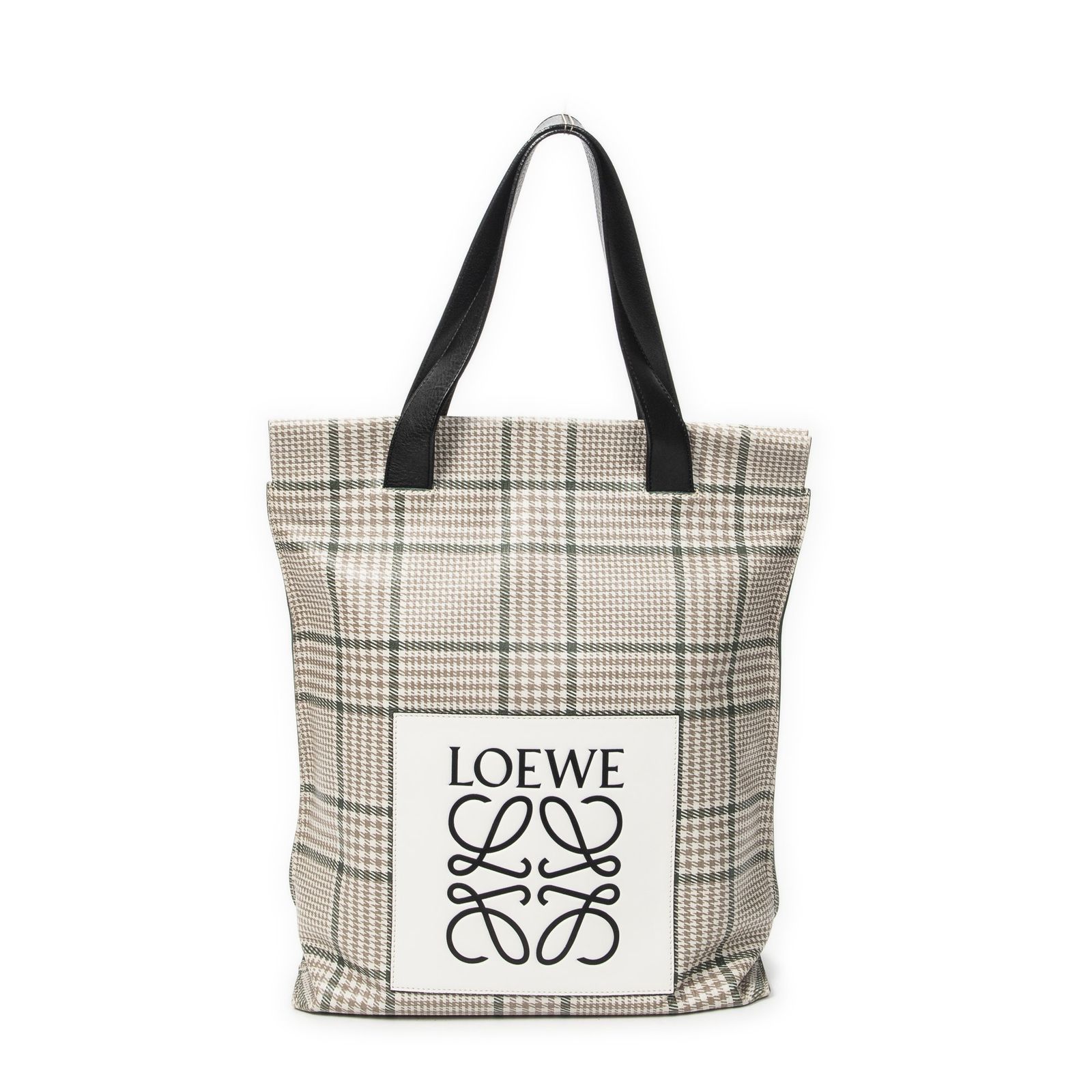 LOEWE（ロエベ）トートバッグ　アナグラム柄　ベージュ✖️黒レザー 中古] LOEWE ロエベアナグラム トートバッグベージュ/ブラックアニマル