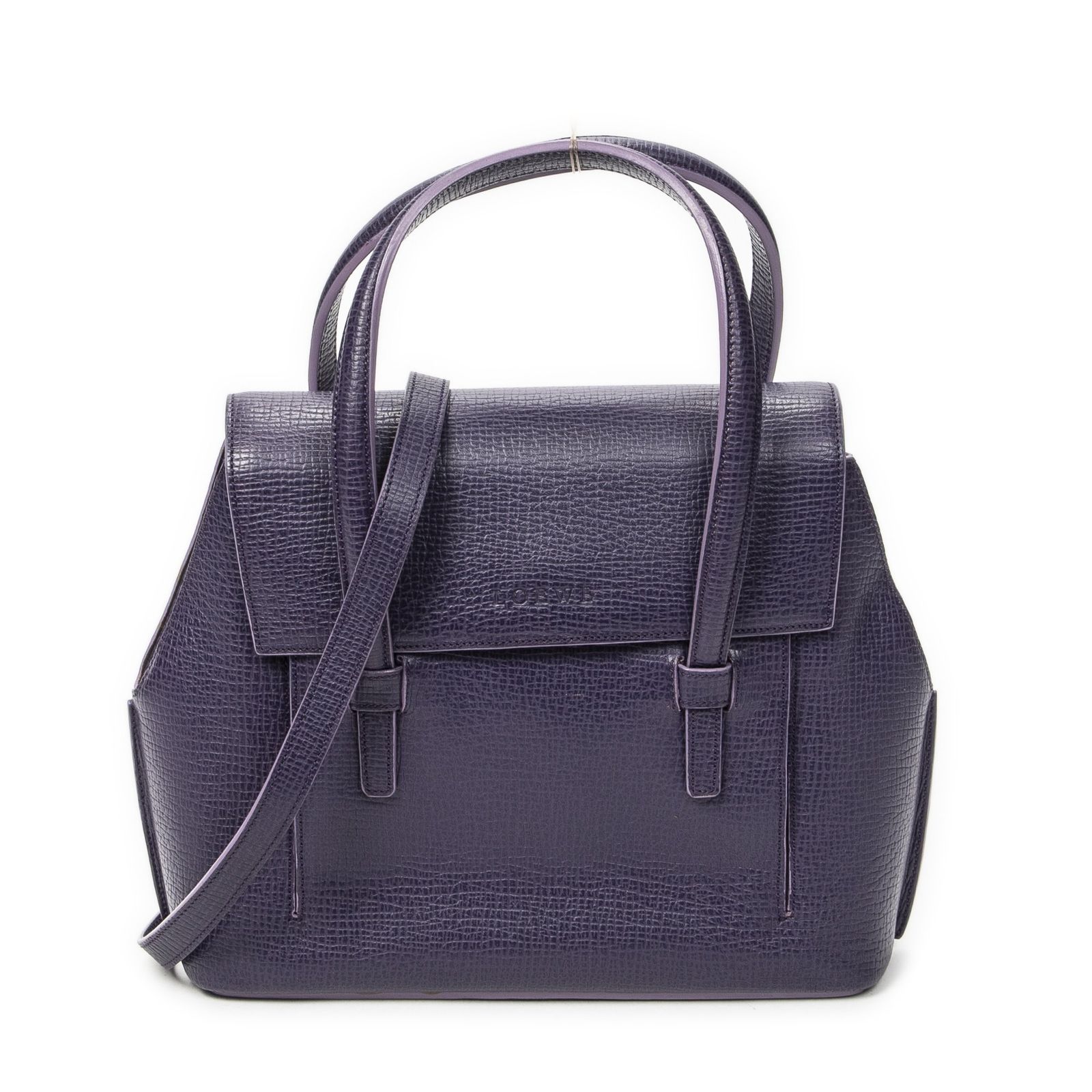 [中古] LOEWE ロエベヴィンテージ ハンドバッグ紫グレインカーフスキンレザーA