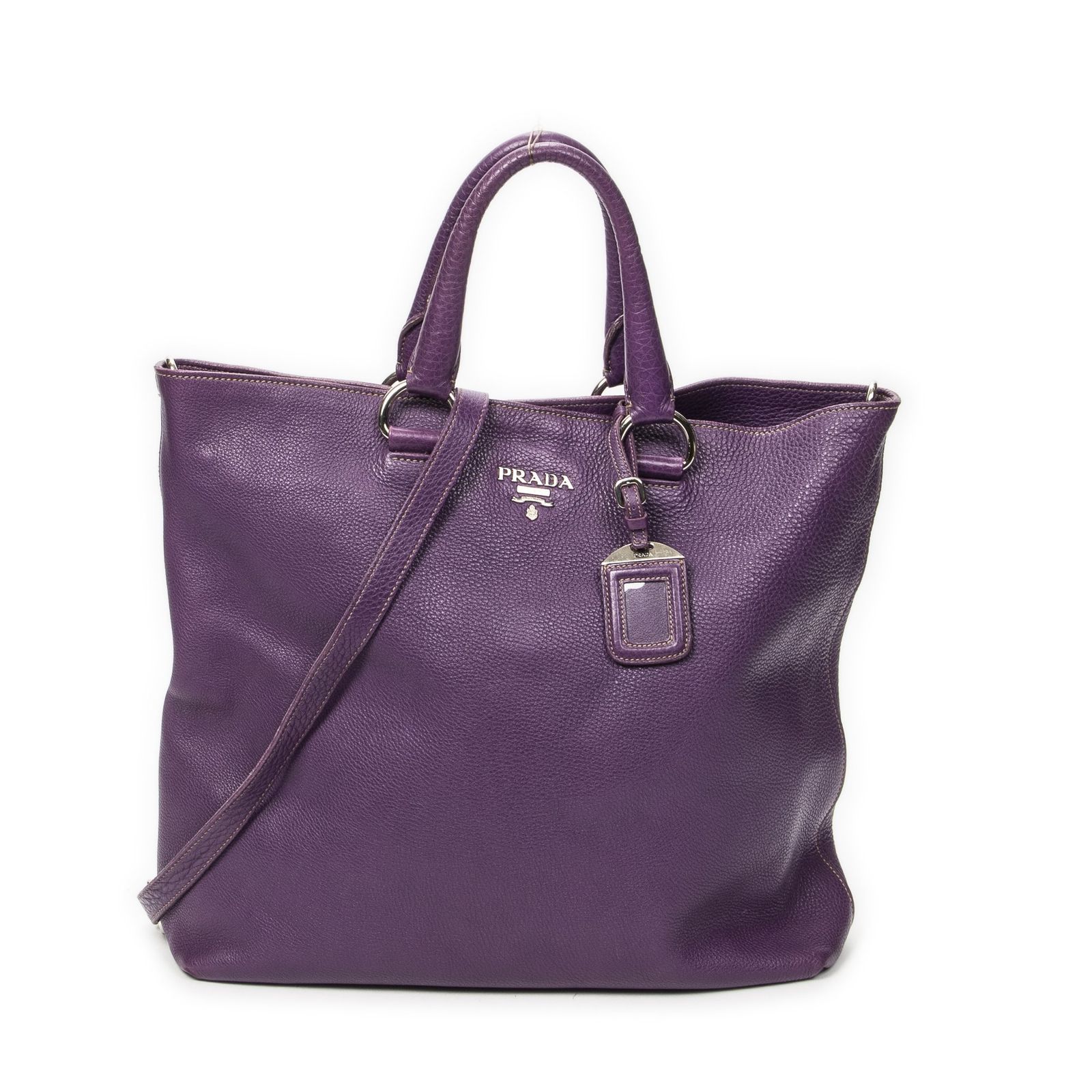 [中古] PRADA プラダラージコンバーチブルトート紫ヴィテロ フェニックスAB