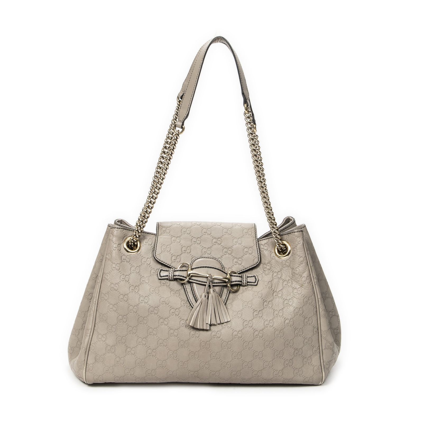 [中古] GUCCI グッチ大型エミリー・チェーンバッググレーグッチッシマA