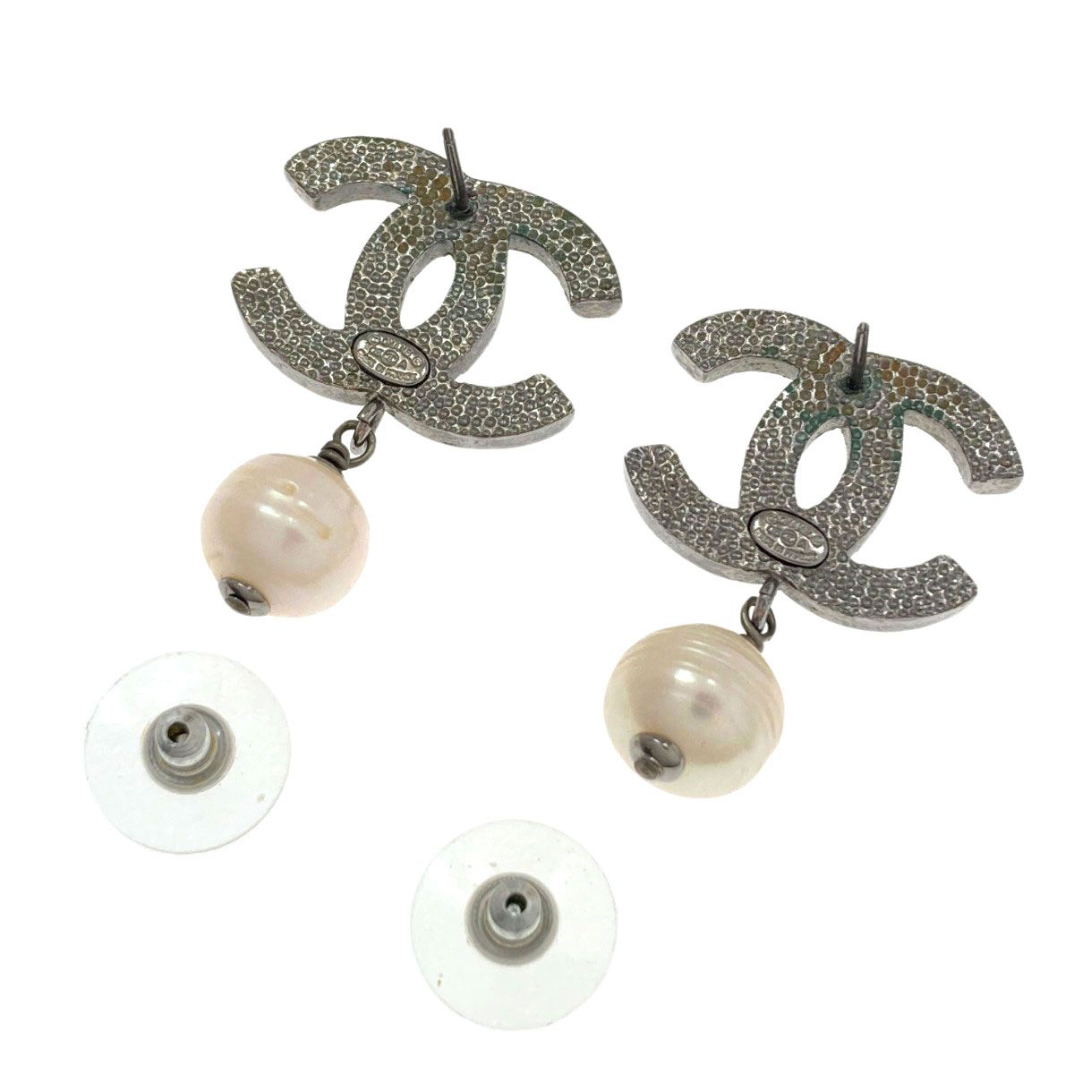 CHANEL シャネル ココマーク ラインストーン フェイクパール ピアス 