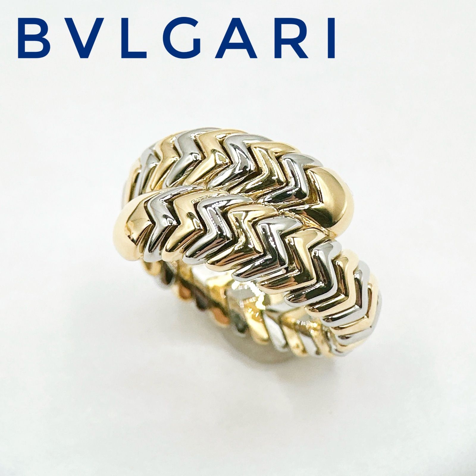 人気?BVLGARI セルペンティ ホワイトゴールド イエローゴールド リング 49 約10号 Y
