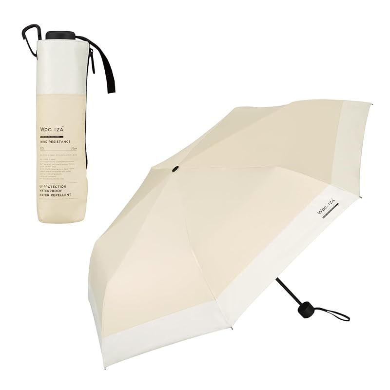 【新品】 【2025】男の晴雨兼用傘 日傘 IZA Type:WIND RESISTANCE ベージュ×オフ [遮光率100%・UVカット率100%・UPF50＋・遮熱] 折りたたみ傘 親骨55cm 通勤 通学 旅行 シンプル カジュアル 男性 メンズ Z 0