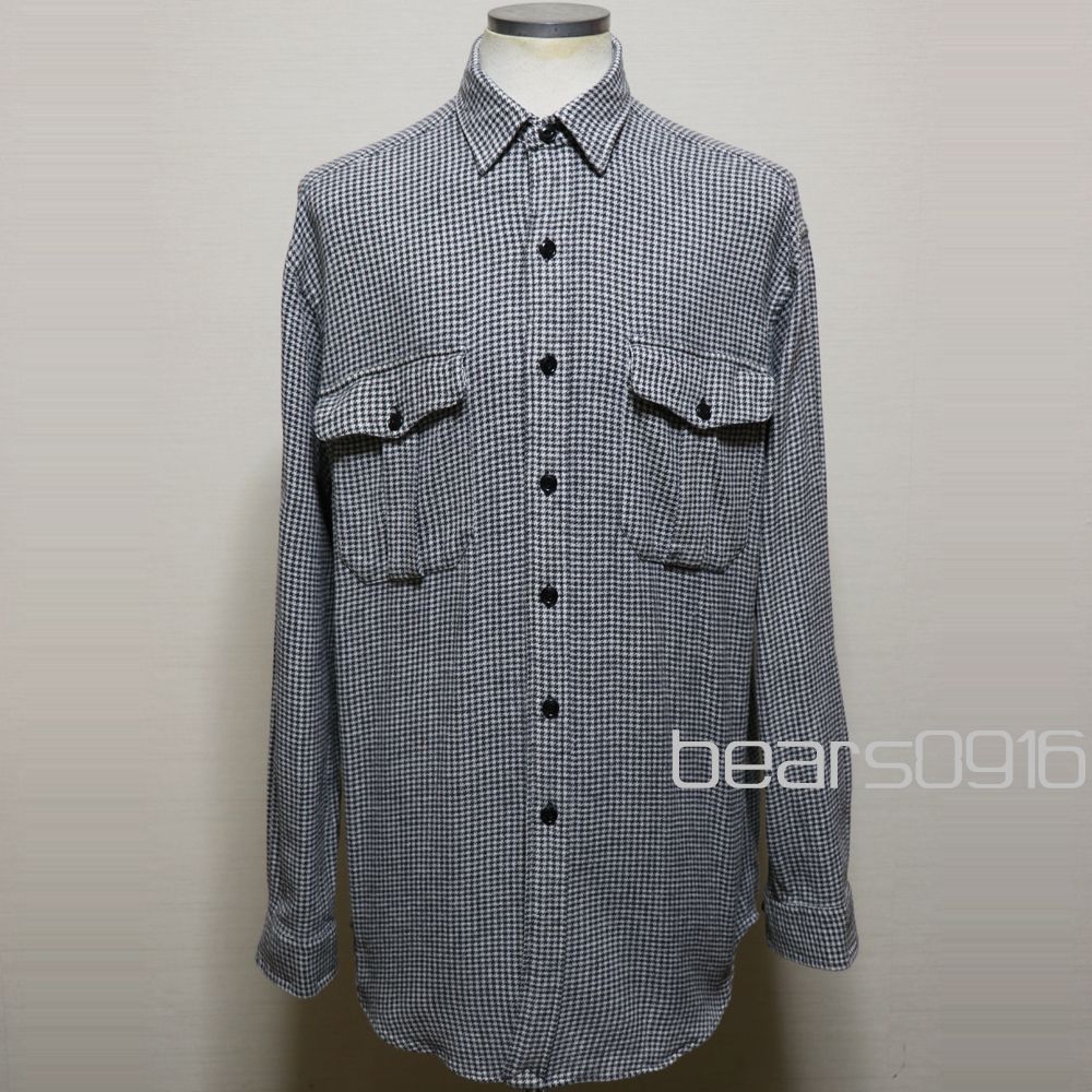 【正規品】ラルフローレン90年代 SIERRA レギュラーカラーヘビーネルシャツ 千鳥格子ハウンドトゥースMLポニー無し