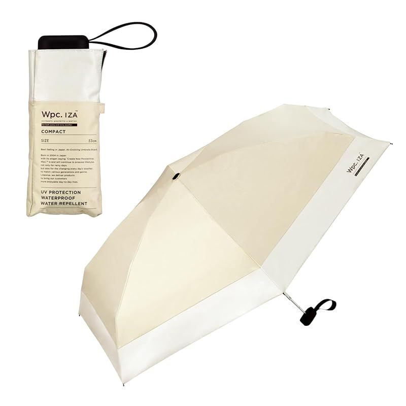 【新品】 【2025】男の晴雨兼用傘 日傘 IZA Type:Compact ベージュ×オフ [遮光率100%・UVカット率100%・UPF50＋・遮熱] 折りたたみ傘 通勤 通学 旅行 ビジネス オフィス シンプル カジュアル 男性 メンズ ZA020- 0
