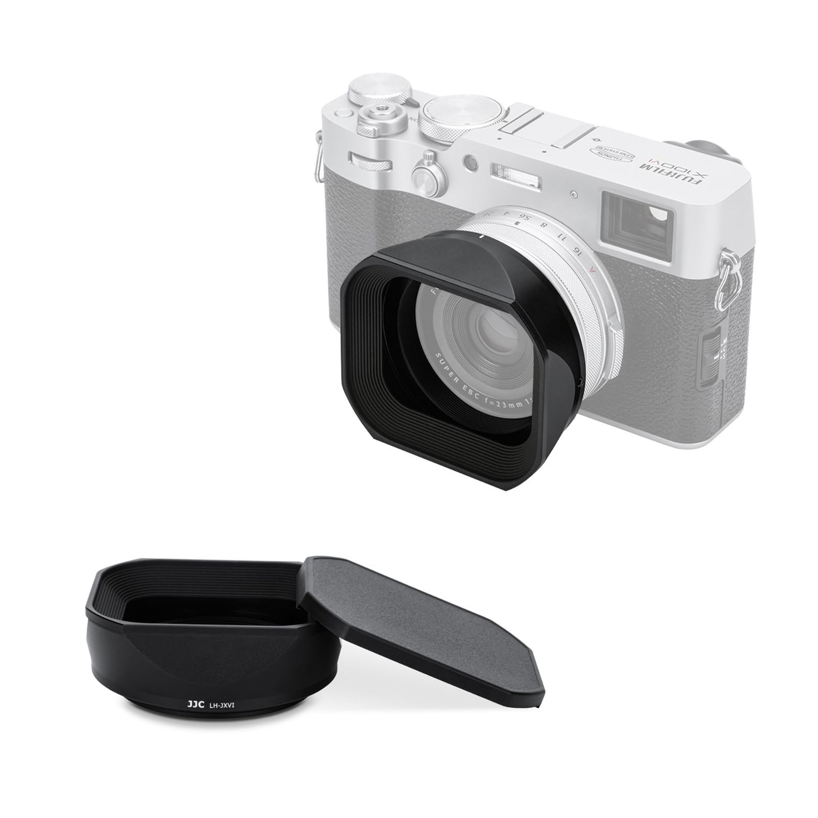 【数量限定】LH-X100 互換 富士フィルム 49mmアダプターリング付き 49mmフィルタ装着可能 フードキャップ 用メタルスクエアレンズフード X100F ボディ・スタイルに適合 X100V X100VI 黒い Fujifilm JJC