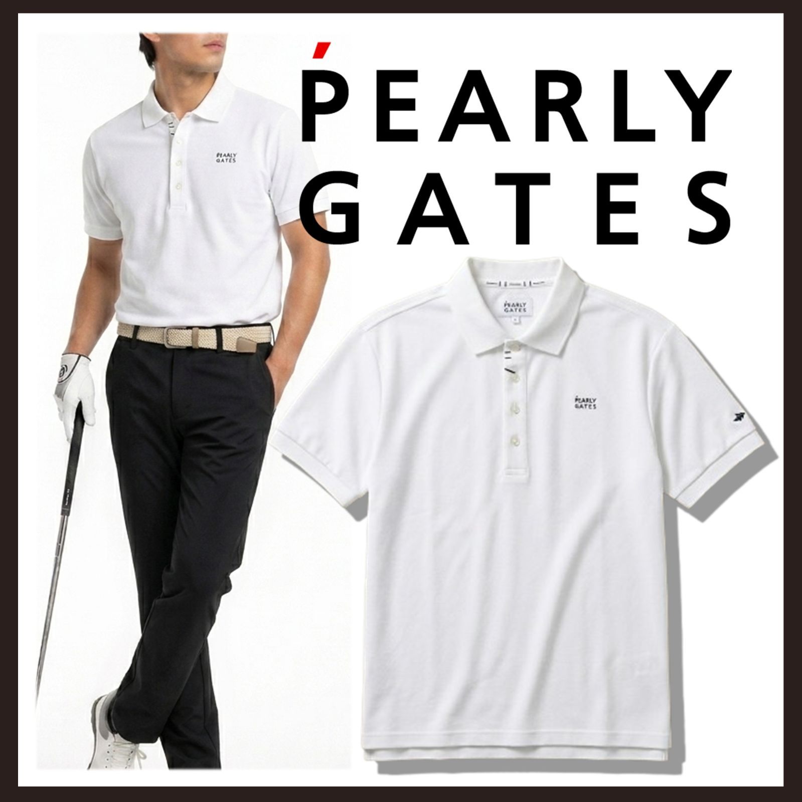 新品 未使用 パーリーゲイツ エッセンシャル 裏鹿の子 ポロシャツ ホワイト2XL【PEARLY GATES】UVカット クーリングポロシャツ