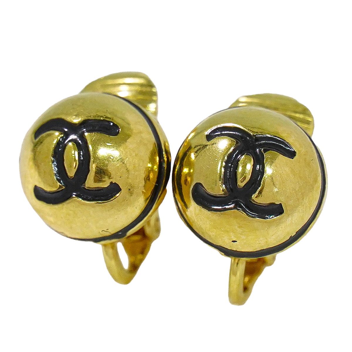 本物 シャネル CHANEL ココマーク イヤリング GP ゴールド メッキ Coco Mark アクセサリー ジュエリー 中古