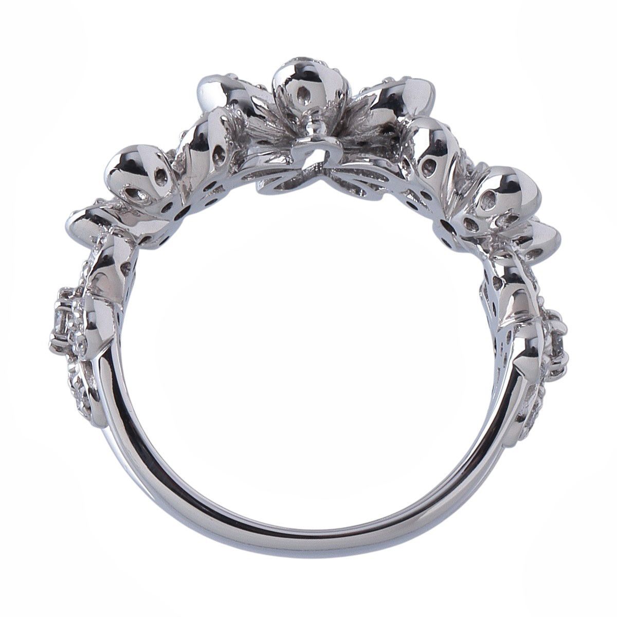 ポンテヴェキオ ダイヤ リング フラワー 0.77ct 10号 K18WG 新品仕上げ 