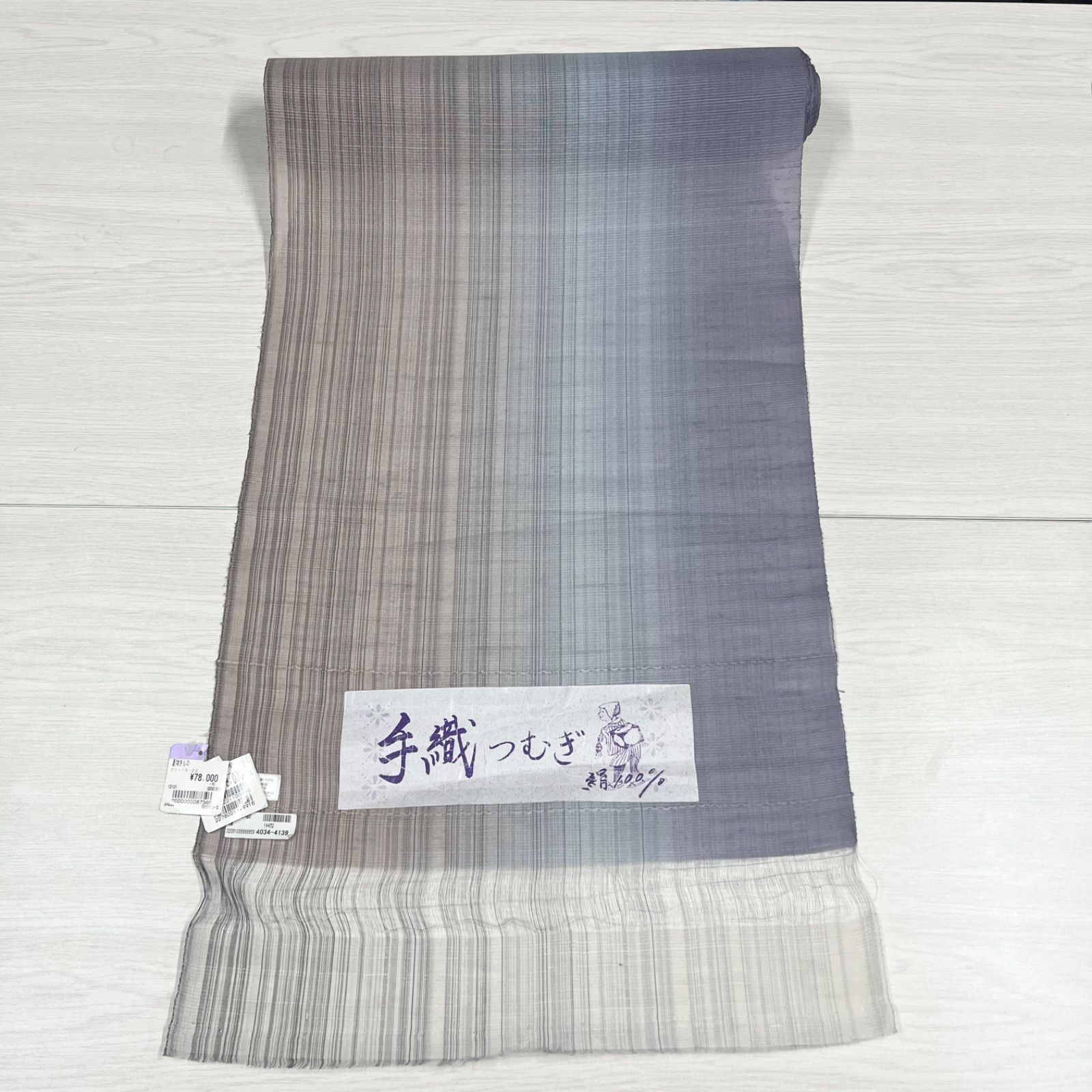 未使用品】 美品 匿名配送 反物 夏着物 紬 紬小紋 未仕立て 絹100 