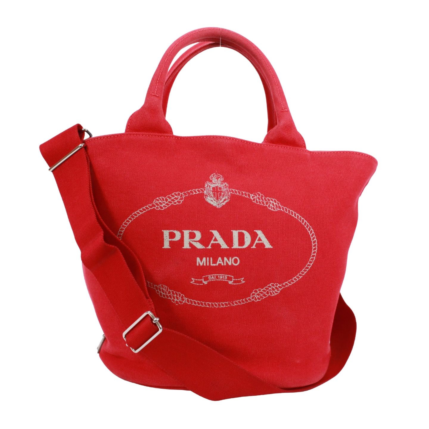 トートバッグPRADA CANAPA カナパ キャンバス レッド トートバッグ