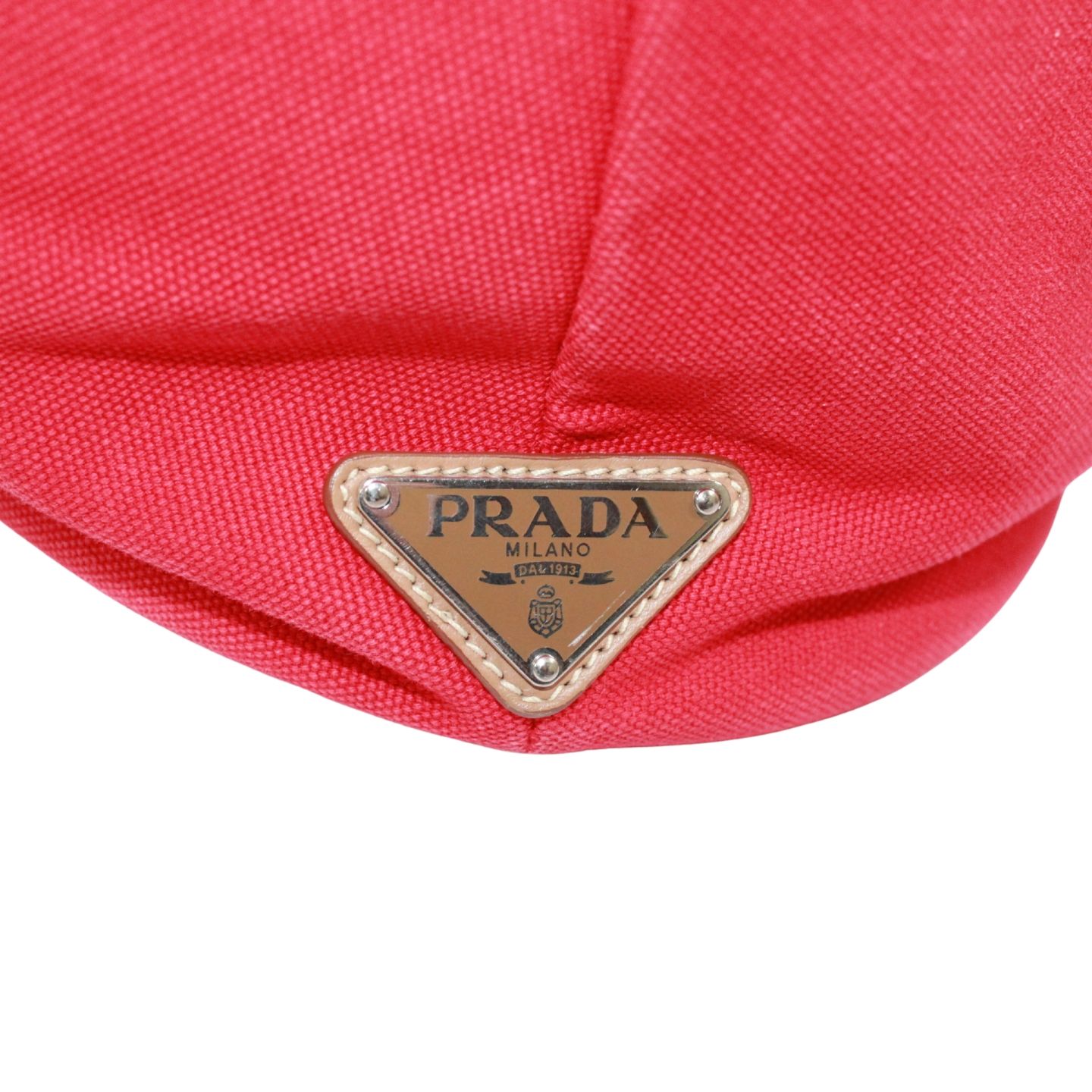 PRADA CANAPA カナパ キャンバス レッド トートバッグ シルバー 1BG186 