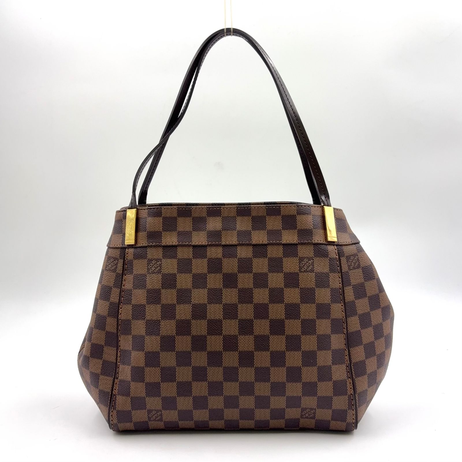 LOUIS VUITTON マーリボーンPM ダミエエベヌ ダミエエベヌ レザー×PVC ブラウン トートバッグ ゴールド N41215