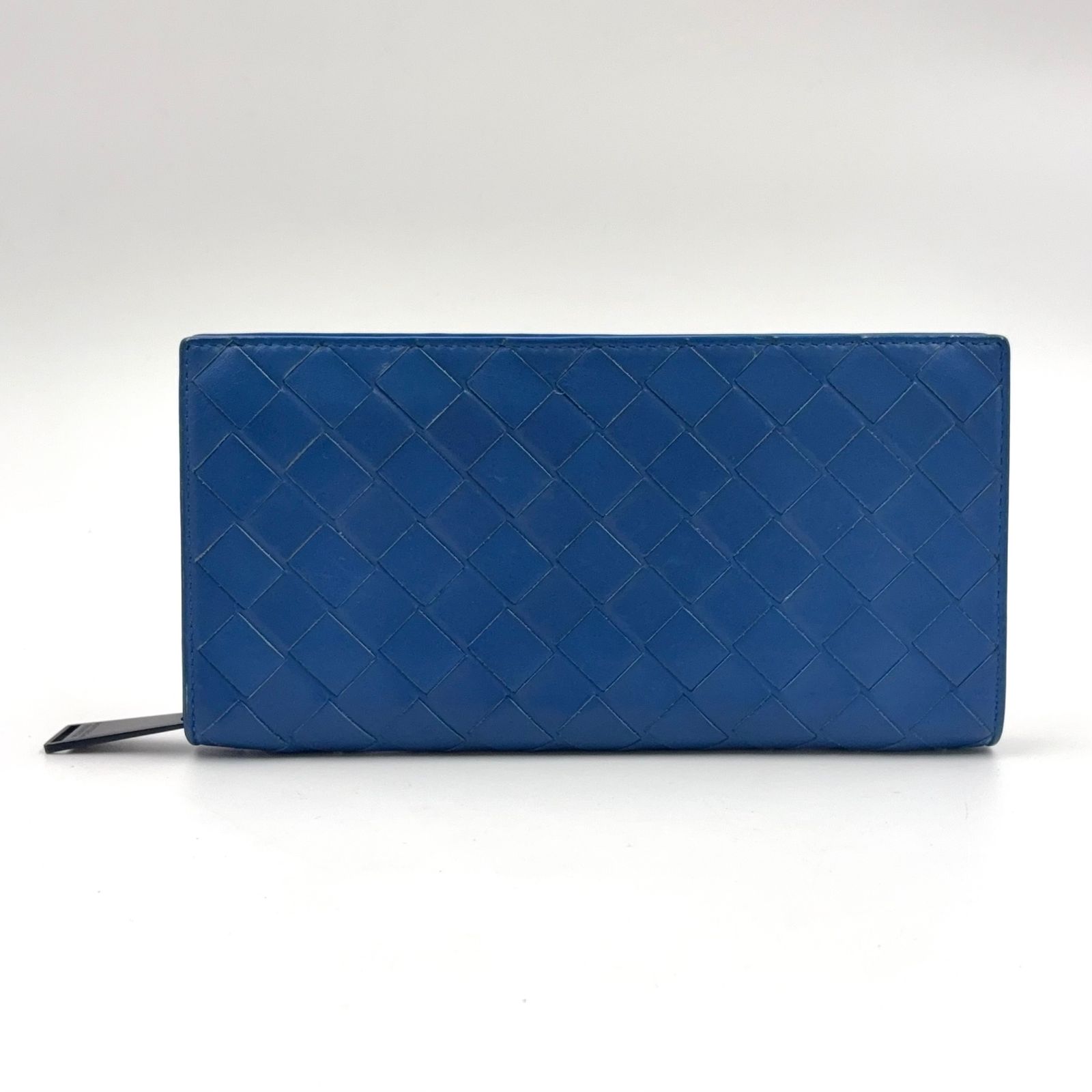 BOTTEGA VENETA イントレチャート レザー ブルー 財布 ゴールド