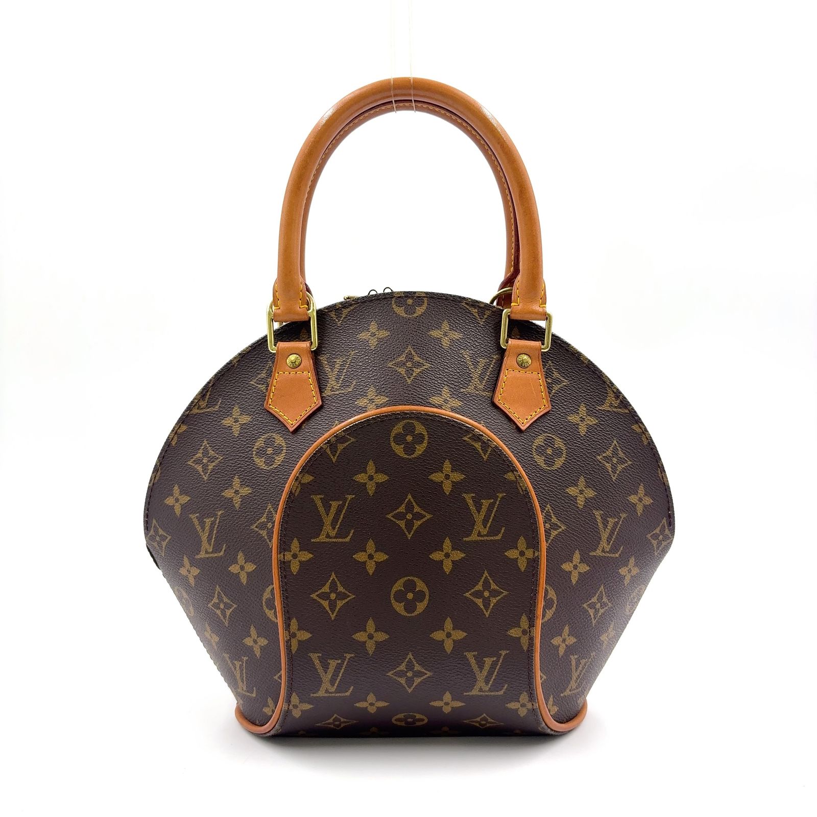 LOUIS VUITTON エリプスPM モノグラム レザー×PVC ブラウン ハンドバッグ ゴールド M51127