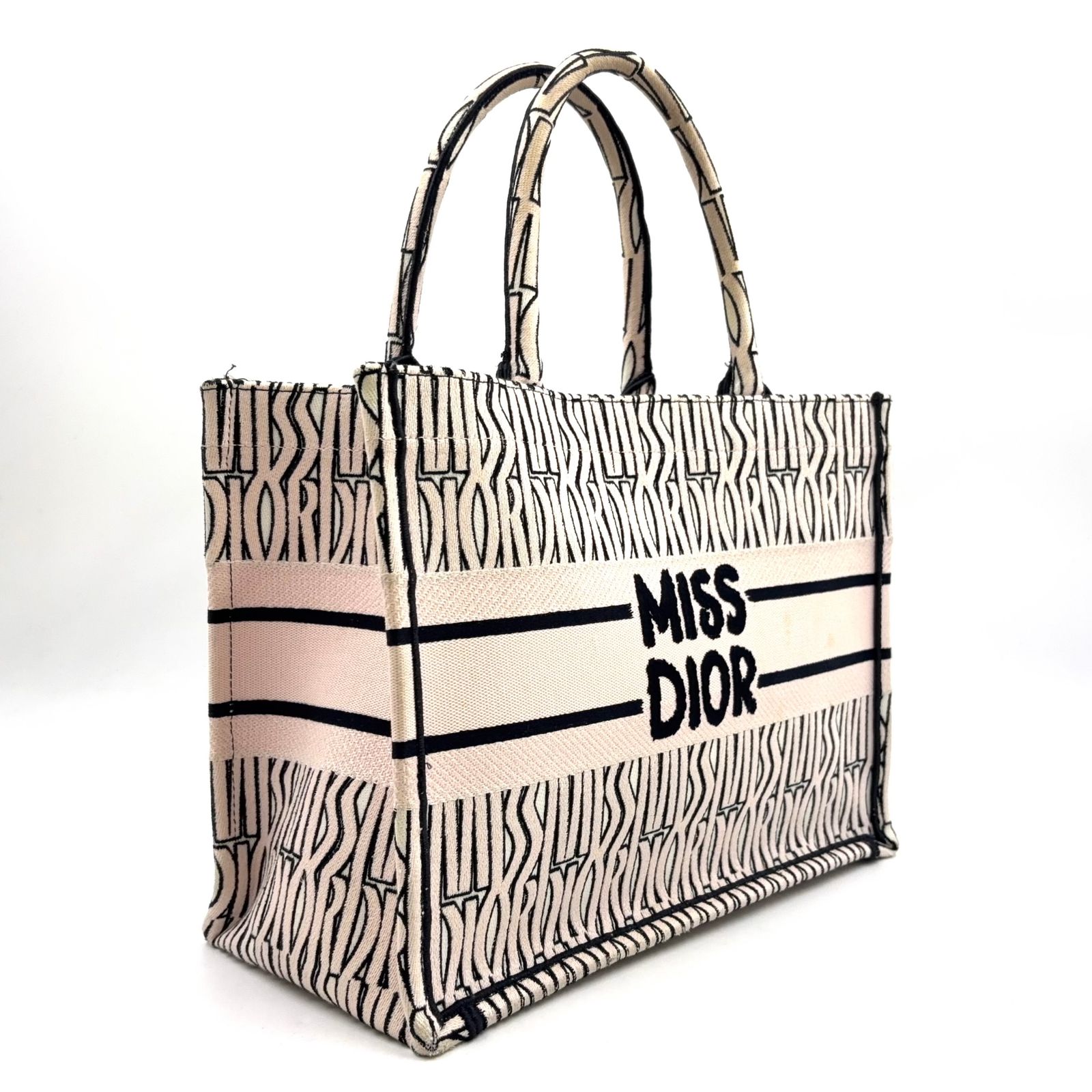 Christian Dior ブックトート ミディアム キャンバス ネイビー×ピンク 