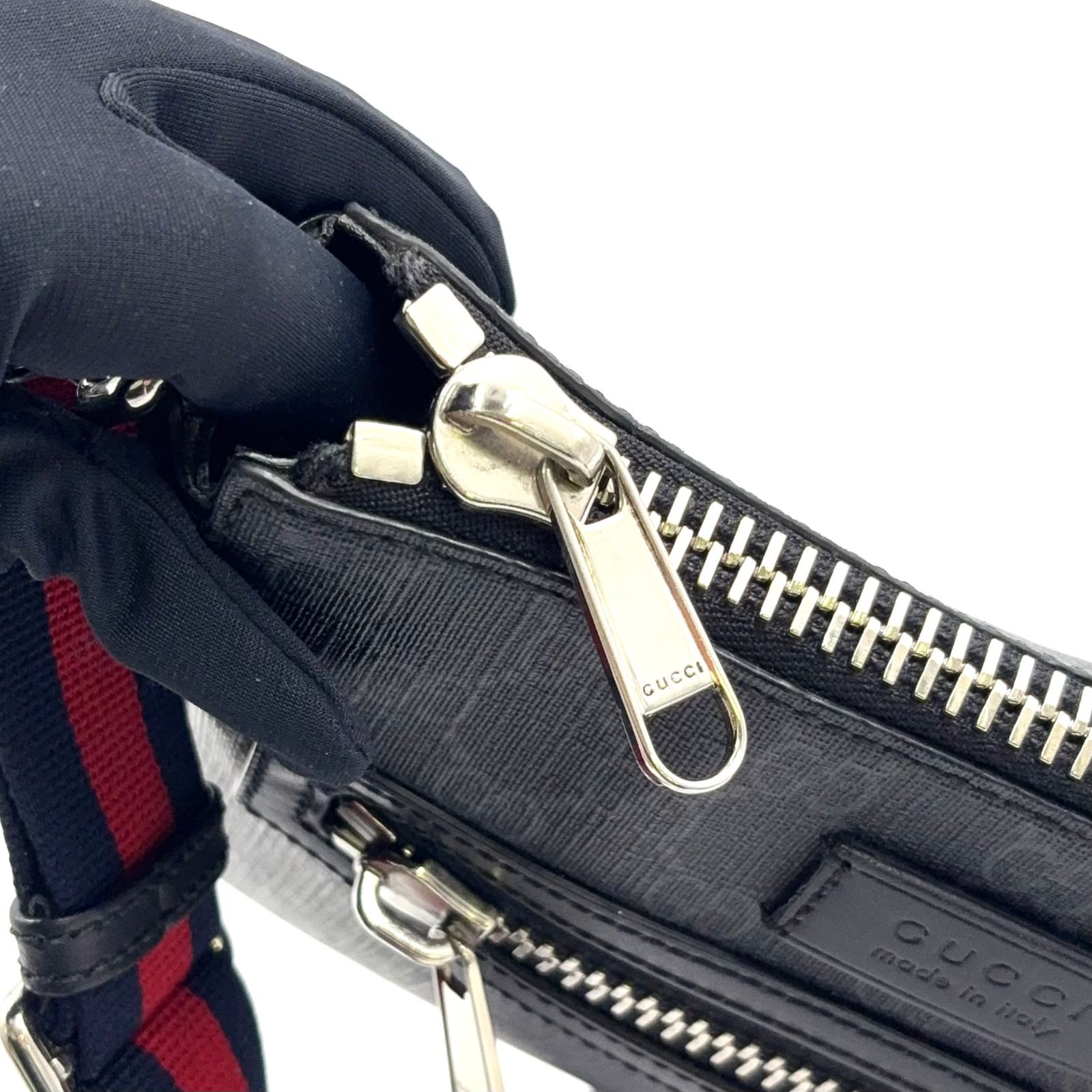 GUCCI GGスプリーム スモール レザー×PVC ブラック×マルチカラー 