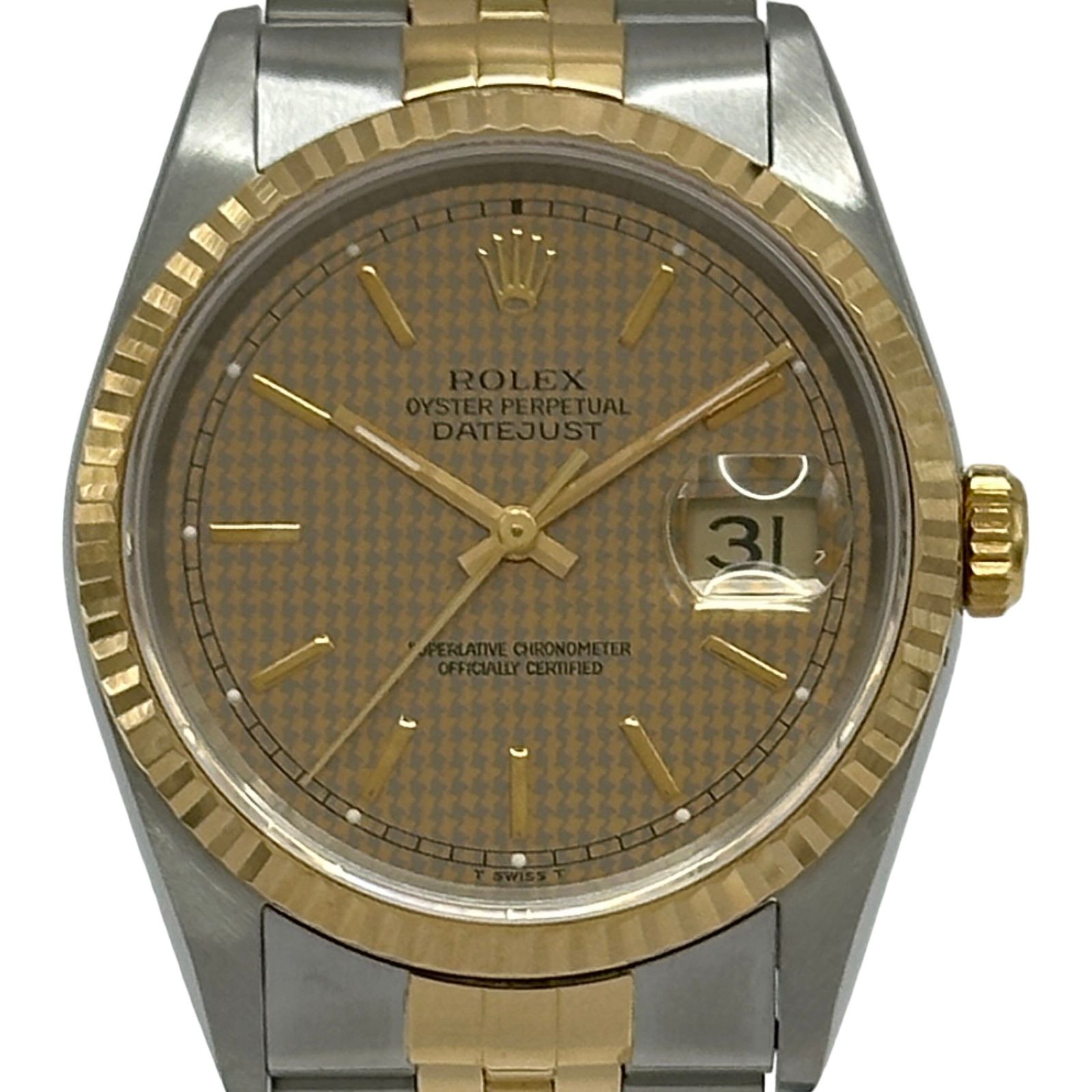 ロレックス ROLEX デイトジャスト 16233 ハウンドトゥース ゴールド/ステンレススチール 自動巻き メンズ 腕時計