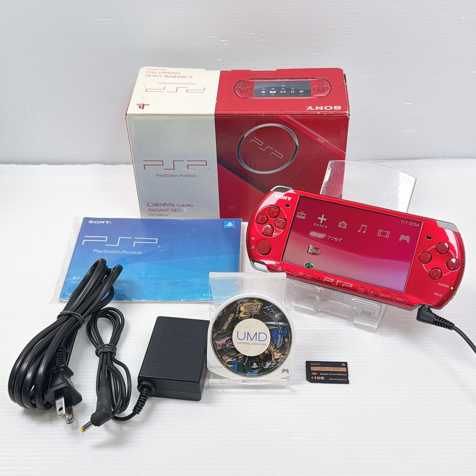 美品 PSP 3000 ラディアントレッド 遊べるセット 動作確認済み FW6.61 