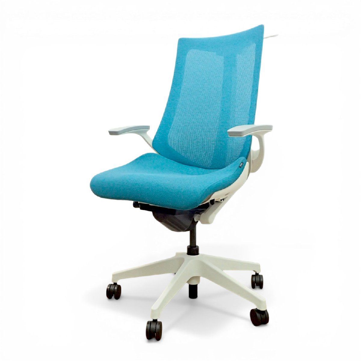 【中古】イトーキ オフィスチェアアクトチェア KG-475JV-W9A3 ブルー ハンガー付き 肘付き 布張り 2020年製 中古オフィス家具 EG21049-3
